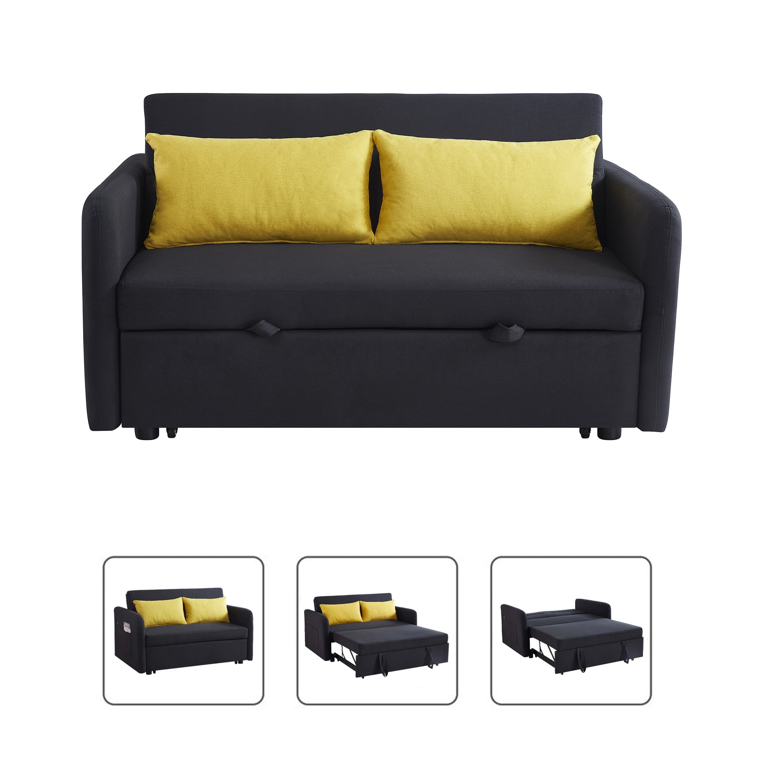LIVIZA GGJD003BK 55.5-Inches Casual Black 2 -seater Reclining Sleeper