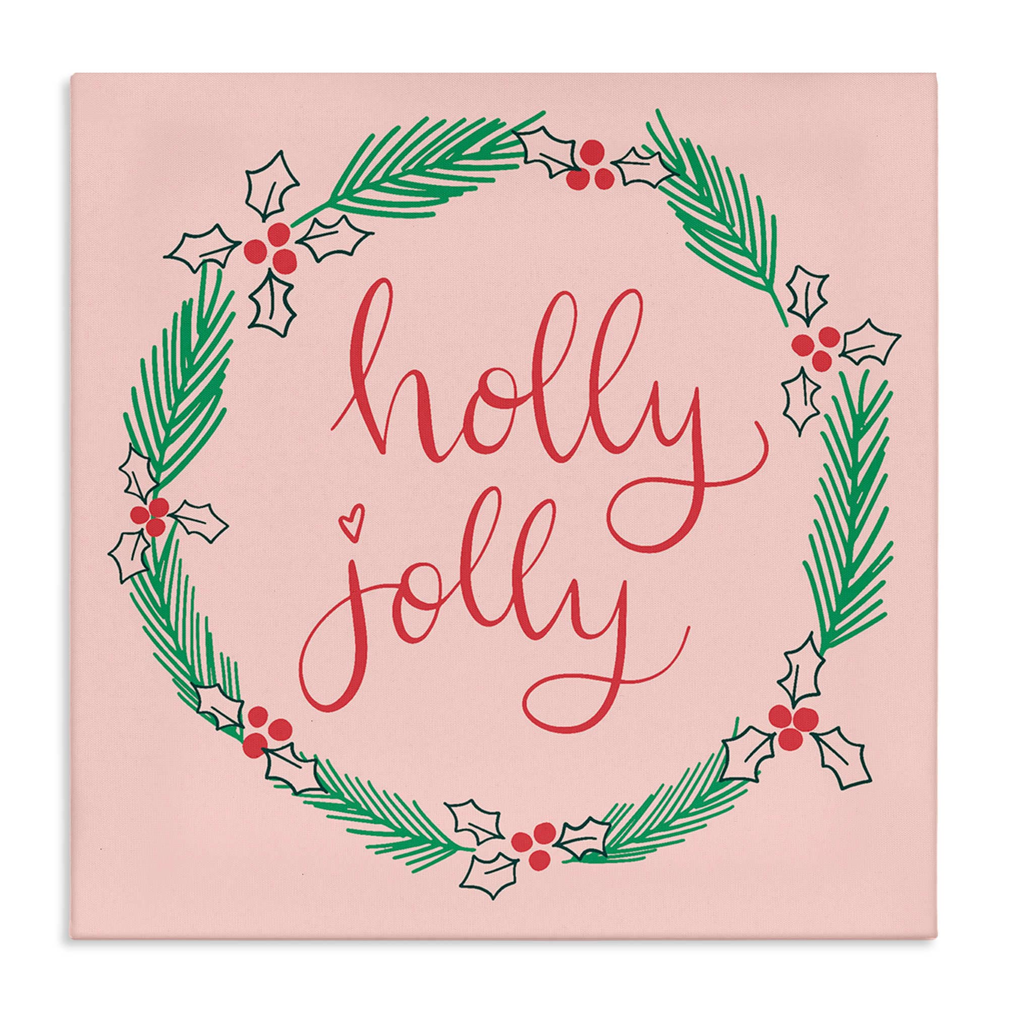 Stupell Industries  Minimal Holly Jolly Wreath Canvas Wall Art By Sazerelli Designs 17 x 17