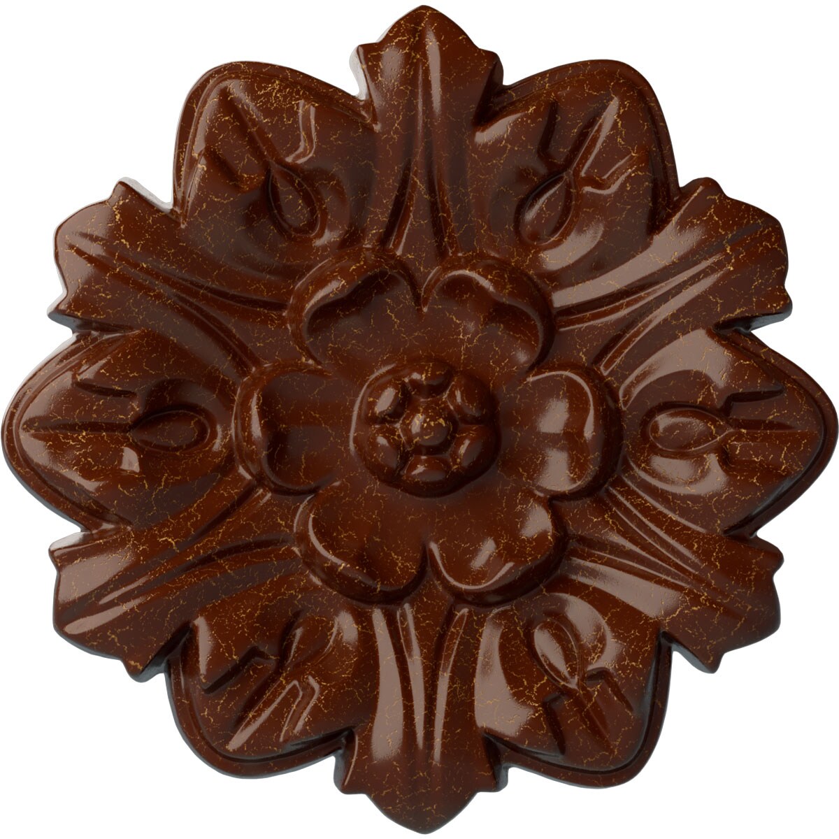 Ekena Millwork CM07EMBMC Emery Leaf 7.625-in W x 7.625-in L Painted Burnished Mahogany Crackle Polyurethane Whole Ceiling Medallion