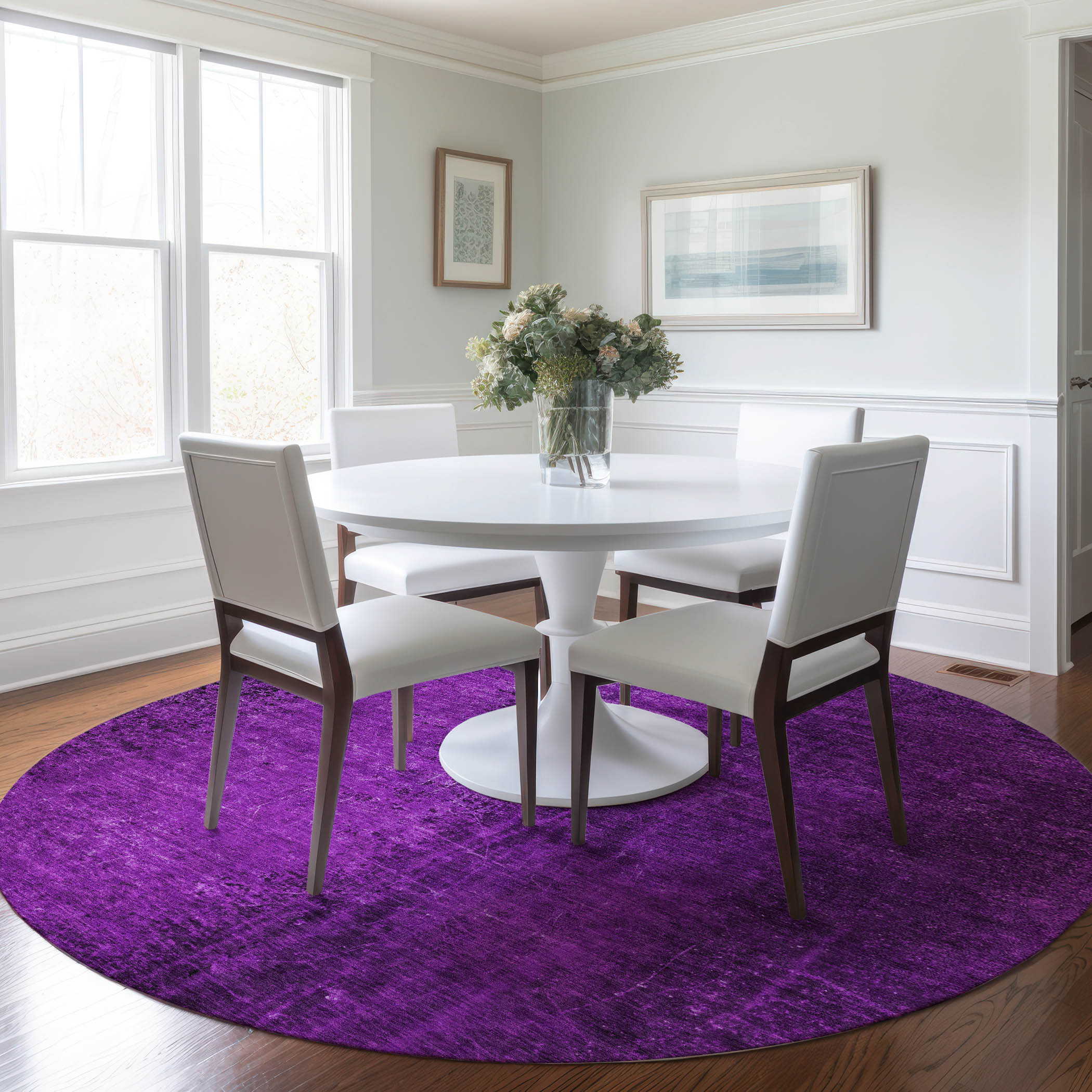Addison Rugs ACN554PP8RO Chantille ACN554PP 8 x 8 (ft) Polyester Purple Round Indoor/Outdoor Floral/Botanical Machine washable Area rug