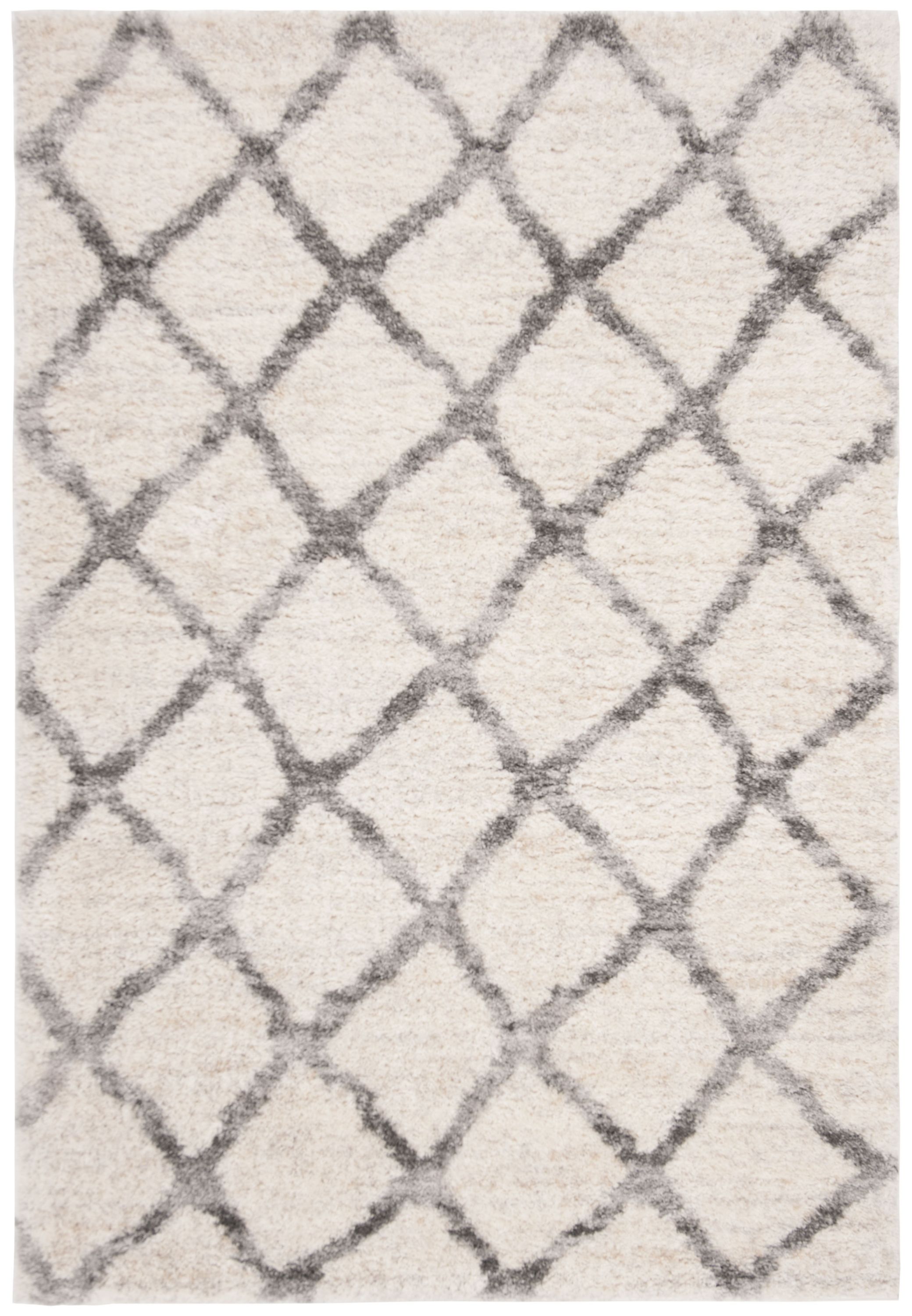 Safavieh BER215A-6 Berber Trellis Shag 6 x 9 (ft) Loomed Polypropylene Cream/Gray Rectangular Indoor Trellis Moroccan Area rug