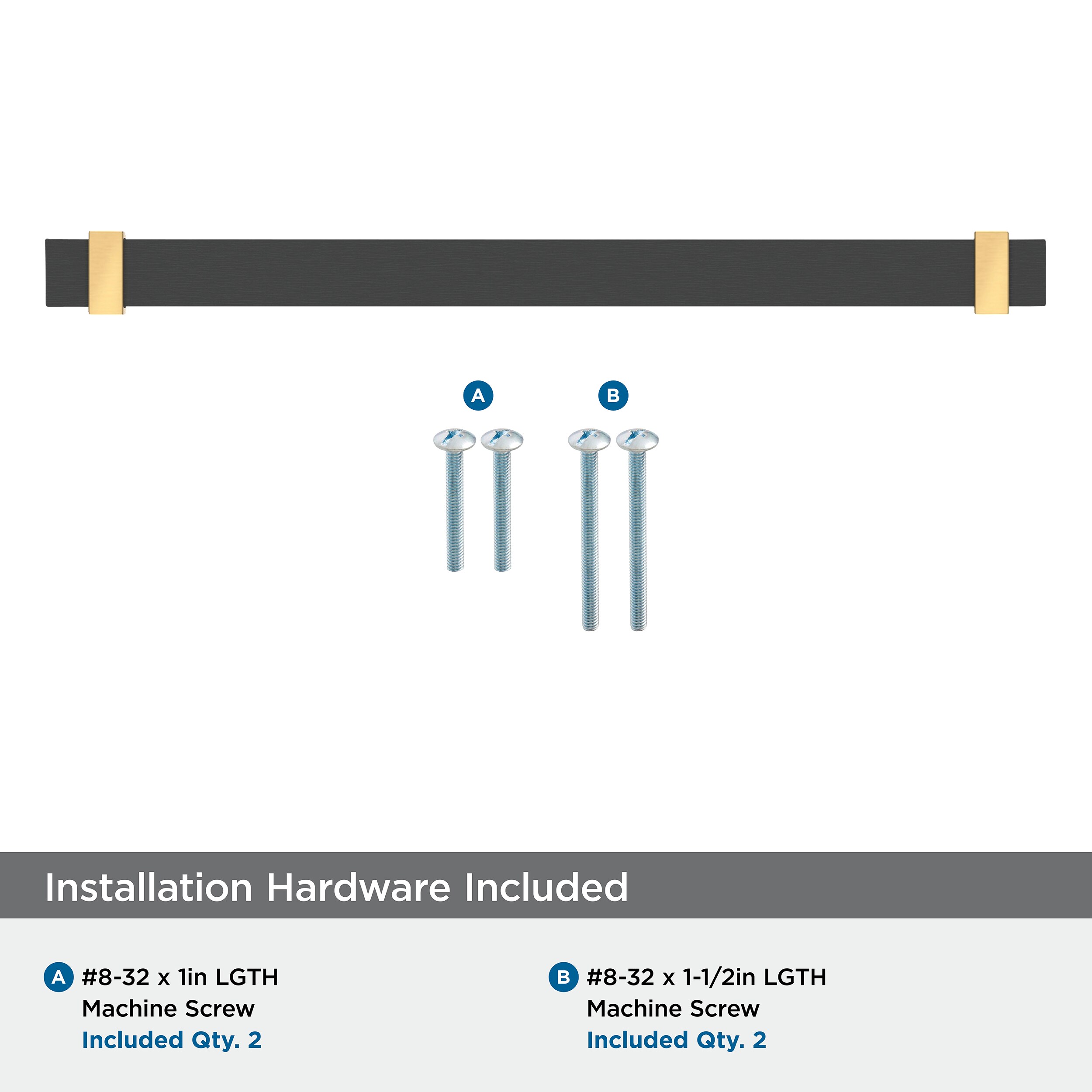 Overton 8-13/16 inch Brushed Matte Black and Champagne Bronze Cabinet Pull