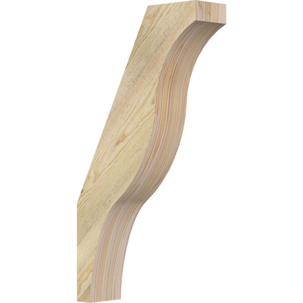 Ekena Millwork BRC04X14X26FST00RDF 4-in x 14-in x 26-in Douglas Fir Unfinished Wood Funston Rough Sawn Knee Brace