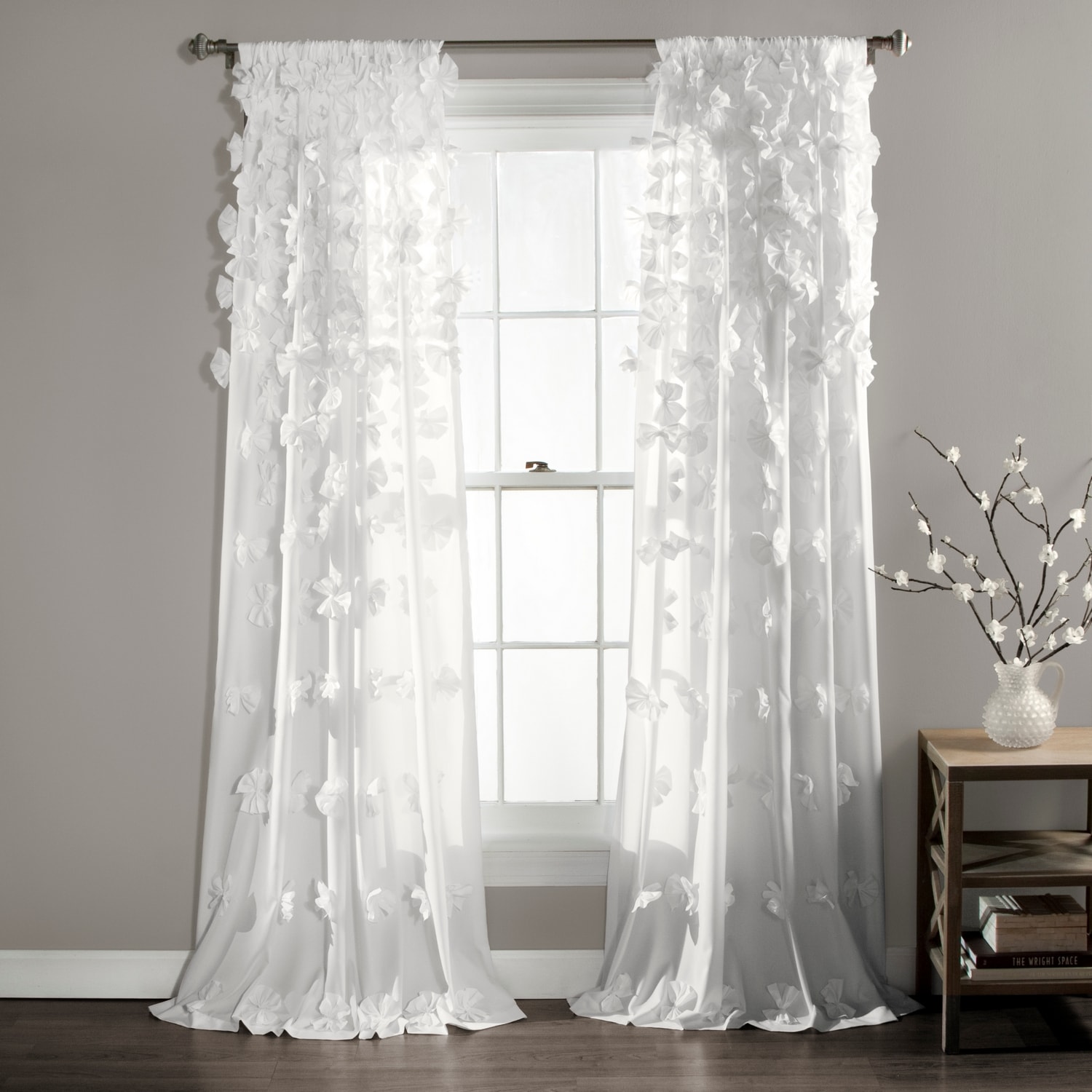 Lush Decor C24157P14-000 84-Inches White Rod pocket Single curtain panel