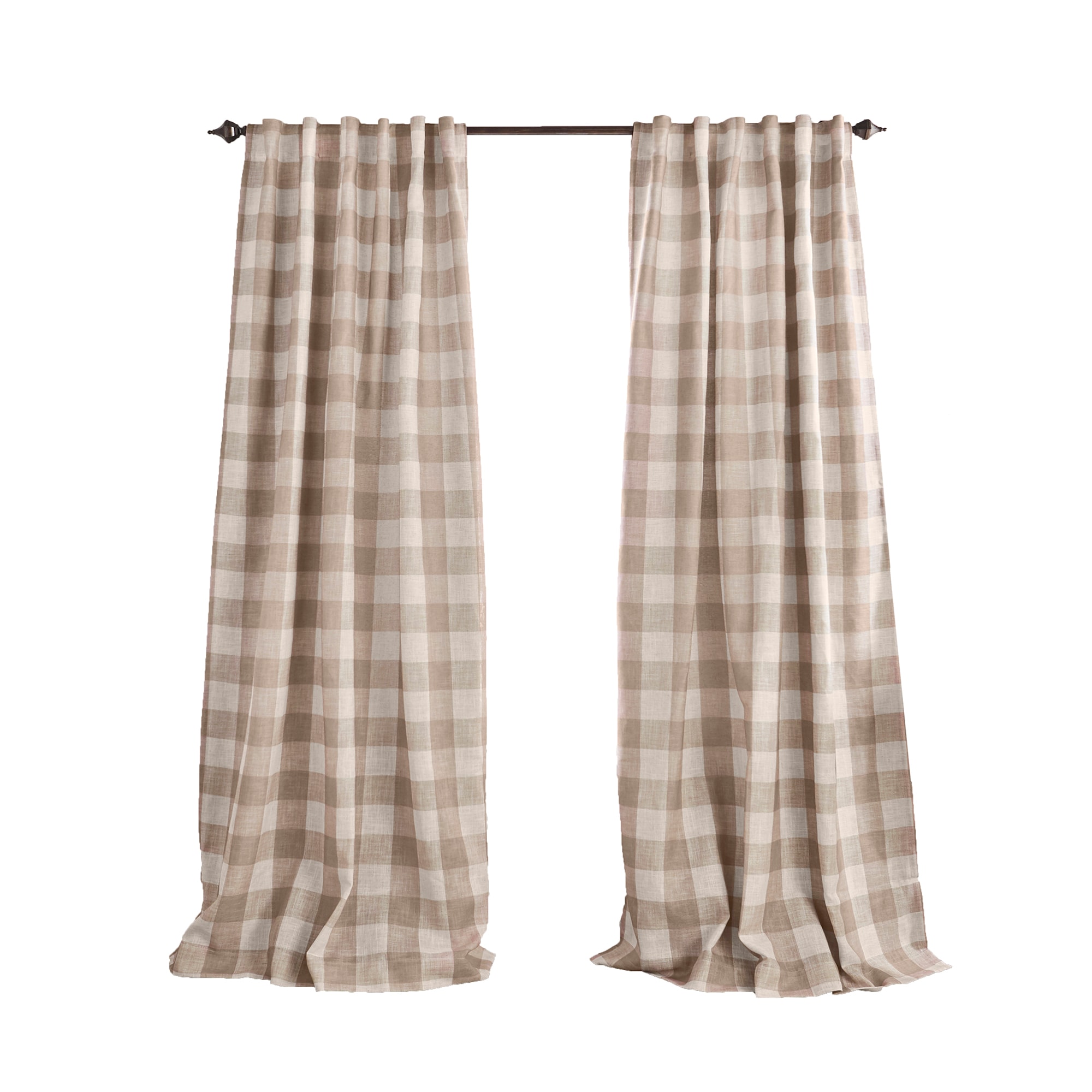 Elrene Home Fashions 84-in Linen Plaid Blackout Standard Lined Rod ...