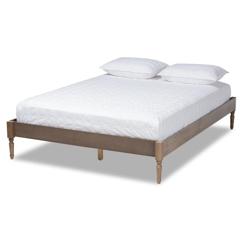 Baxton Studio Colette Weathered Grey Queen Wood Platform Bed in