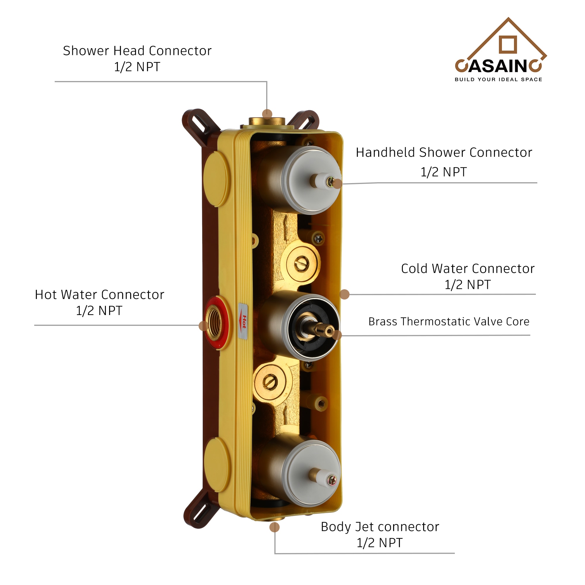 CASAINC M6001-A-12-BN Showerhead-Bar-Panels - View #5