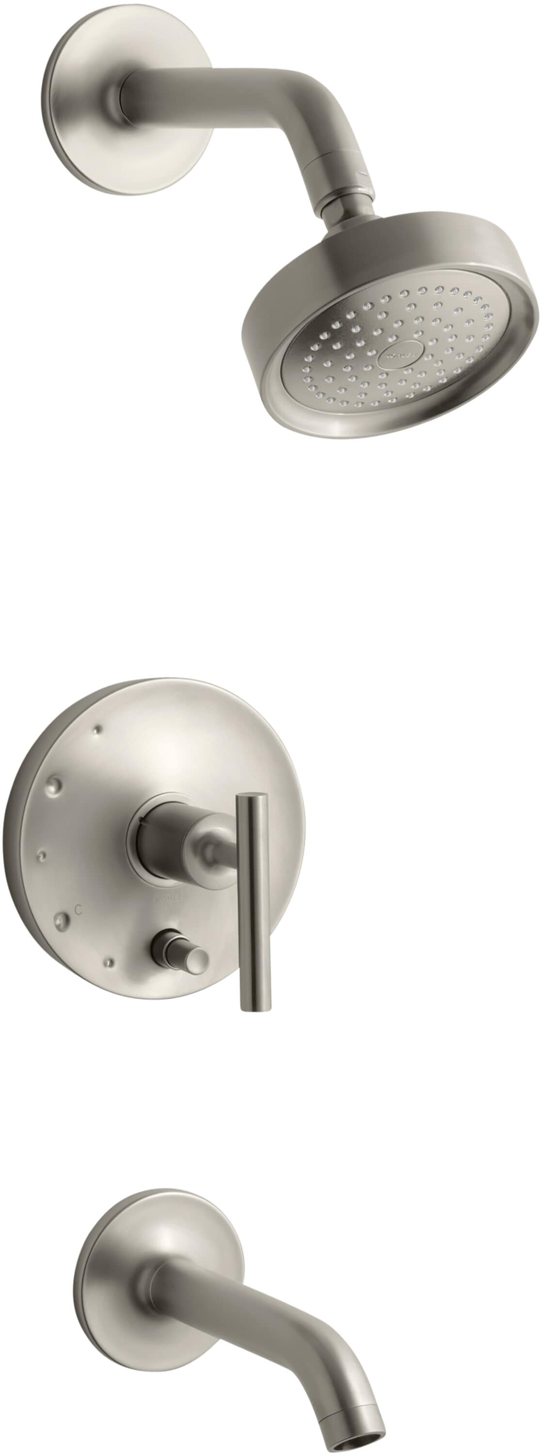KOHLER T14420-4-BN Purist Vibrant Brushed Nickel 1-handle Single function 5.47-Inches Round Bathtub and shower Faucet