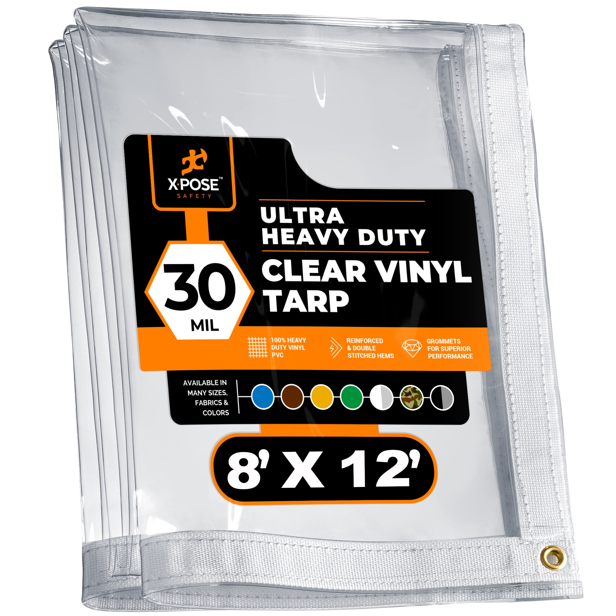 XPOSE SAFETY CVT30-812-X-S 8-ft x 12-ft White Waterproof Commercial Vinyl 30-mil Tarp