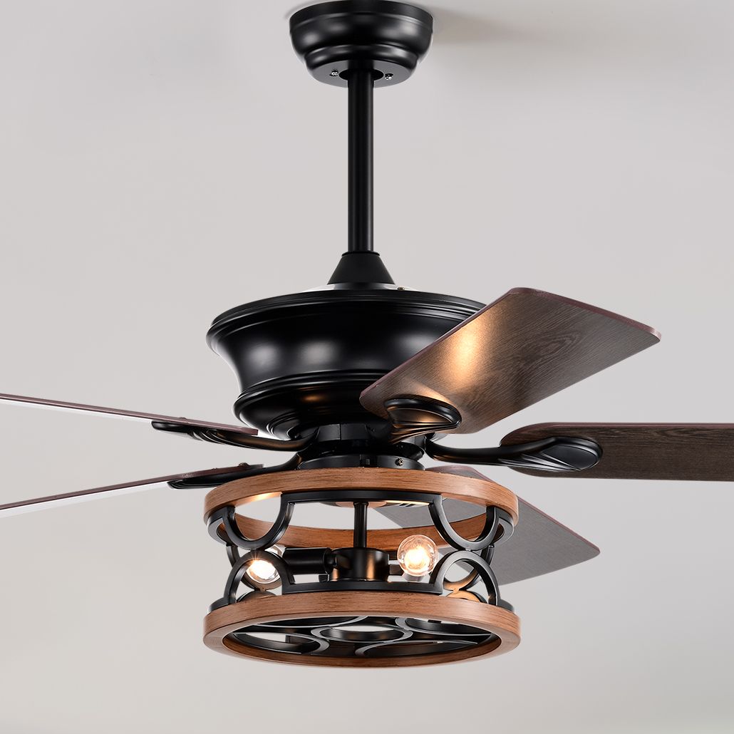 Oaks Decor BDHEM123241 Amold 52-in Color-Changing Matte Black with Polished Blades Ceiling Fan With Light - Remote Included ( 5 -Blade )