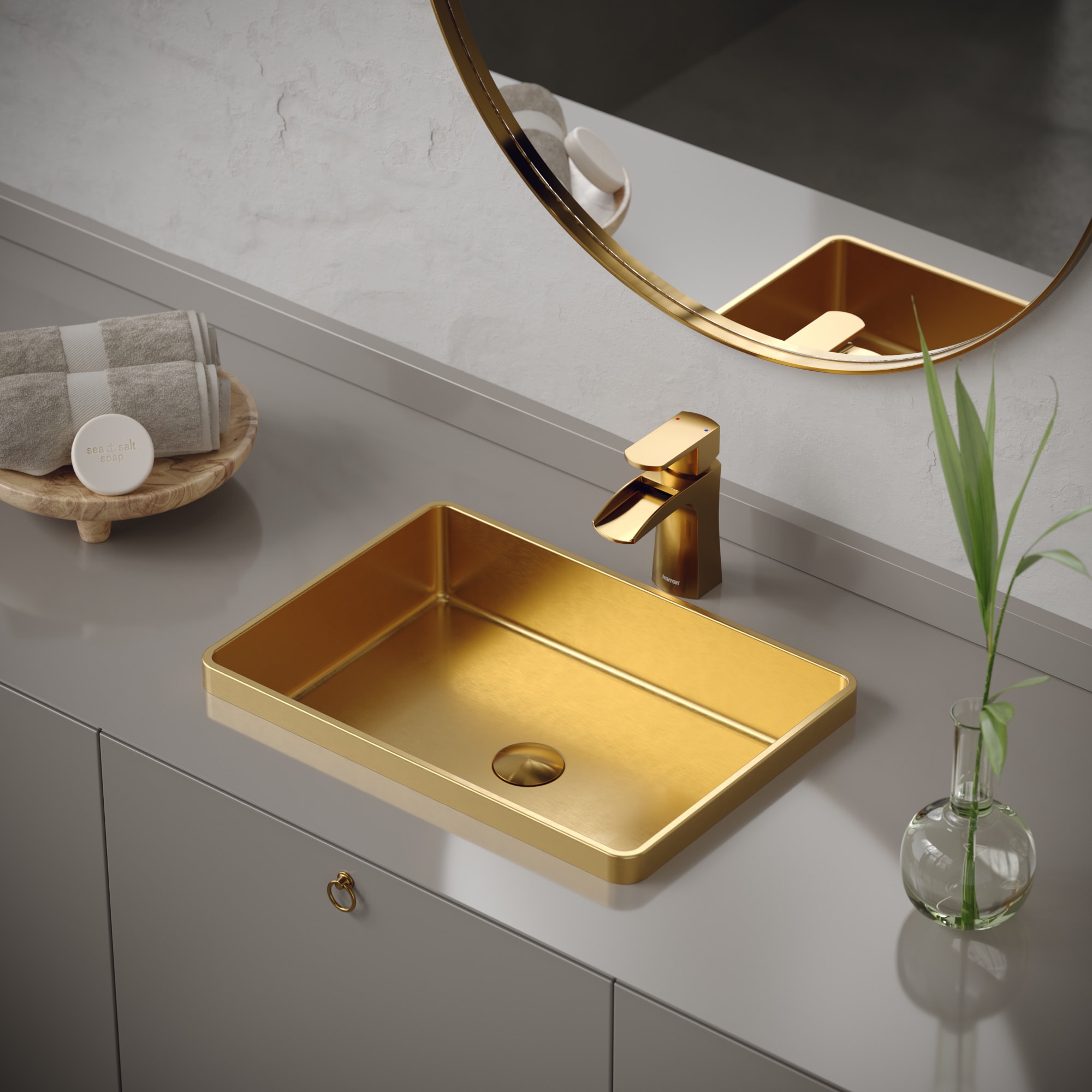 Karran CCT200G Stainless steel Drop-in Rectangular Traditional Gold Bathroom Sink with Drain Included ( 20-in x 14.25-in )