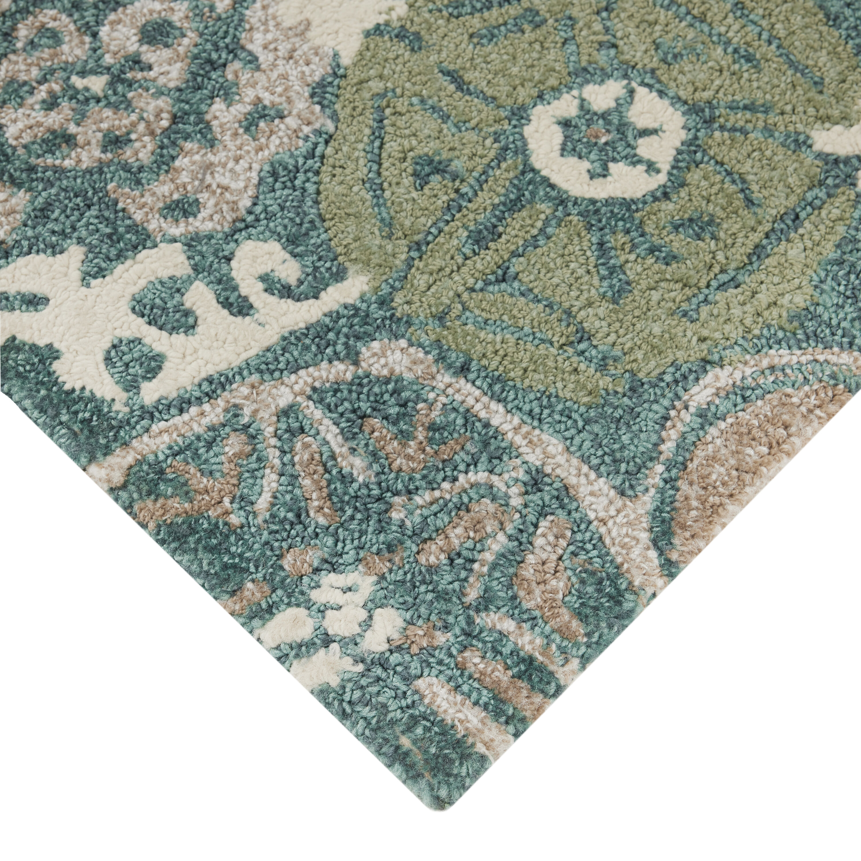 allen + roth with STAINMASTER 2 X 3 (ft) Teal Indoor/Outdoor  Floral/Botanical Throw Rug in the Rugs department at