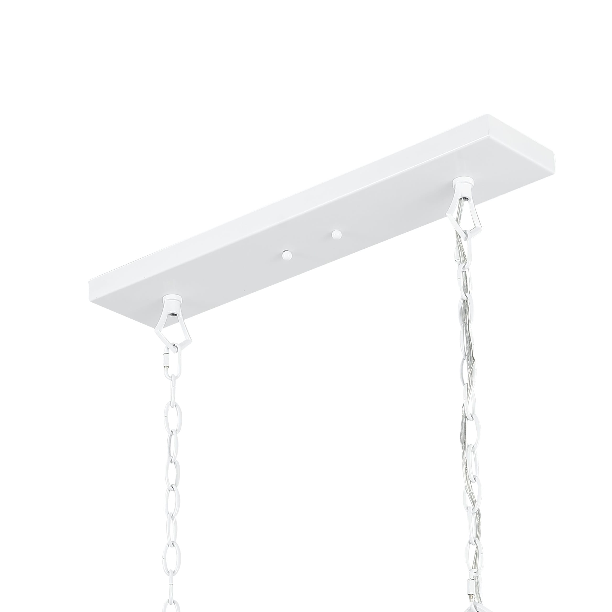 Pagoda 49" Satin White Iron Candle-Style Linear Chandelier