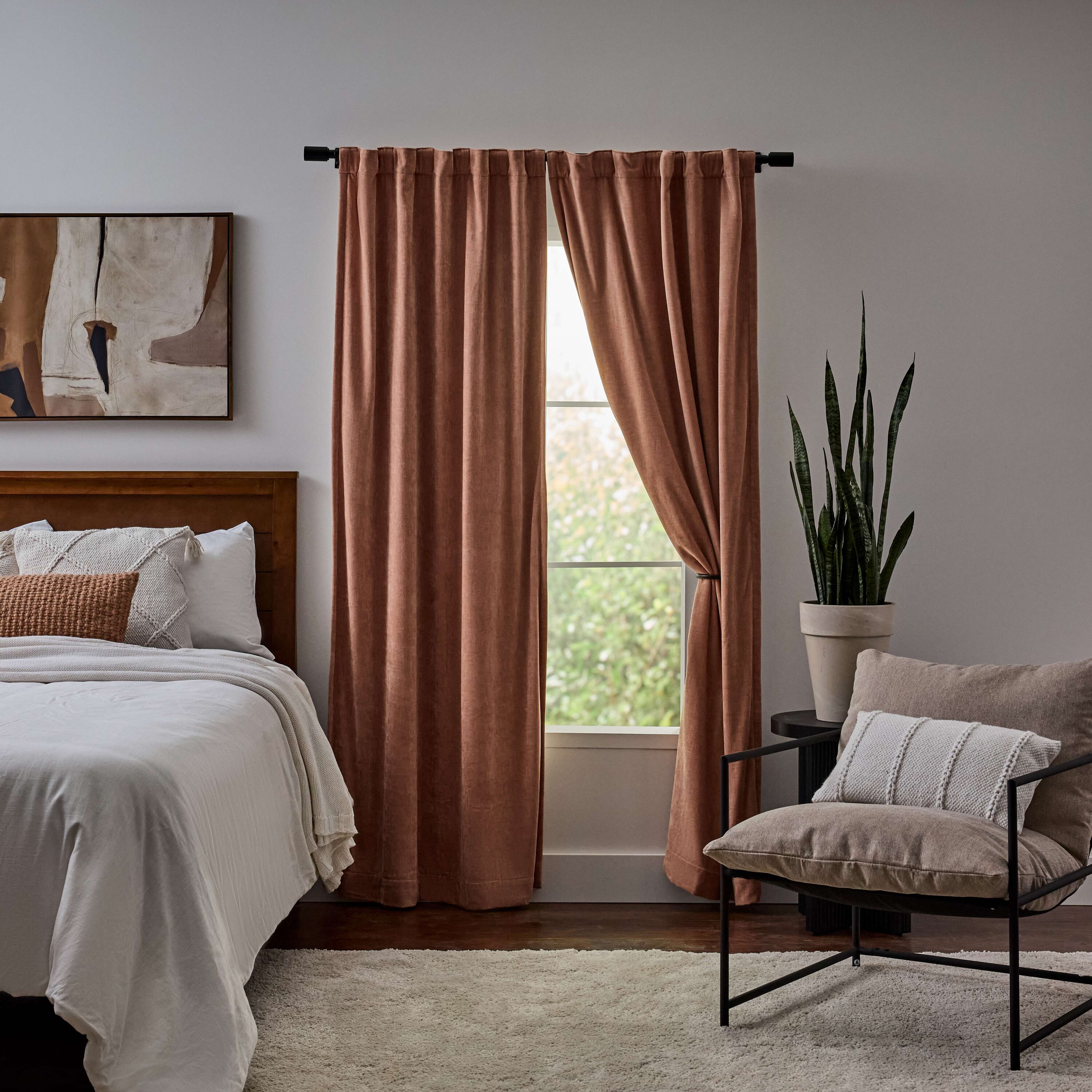 Origin 21 36012 84-in BLUSH Blackout Interlined Back tab Single curtain panel