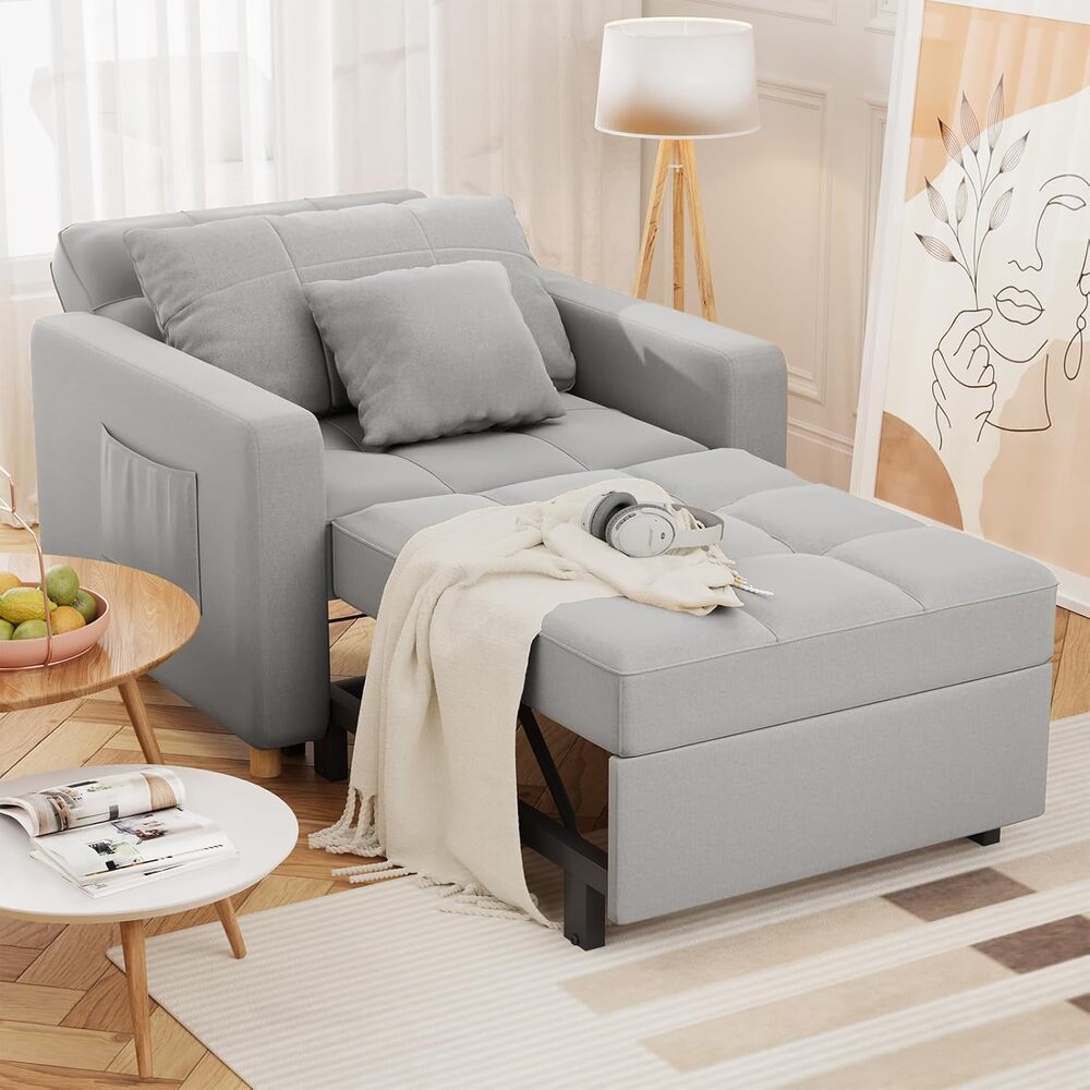 AECOJOY 13048GR-LS01 Light Grey Contemporary/Modern Full Sofa bed