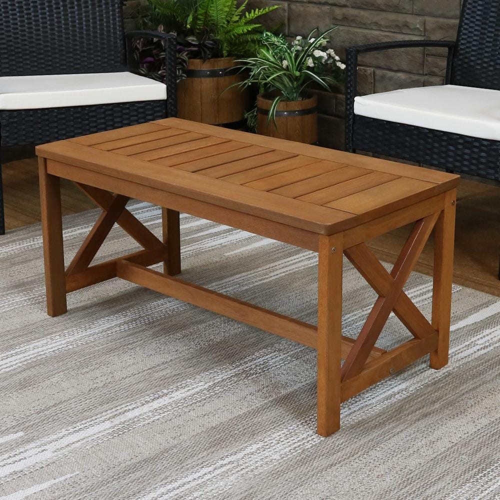 Sunnydaze Decor LAM-585 Brown Wood Modern Coffee Table