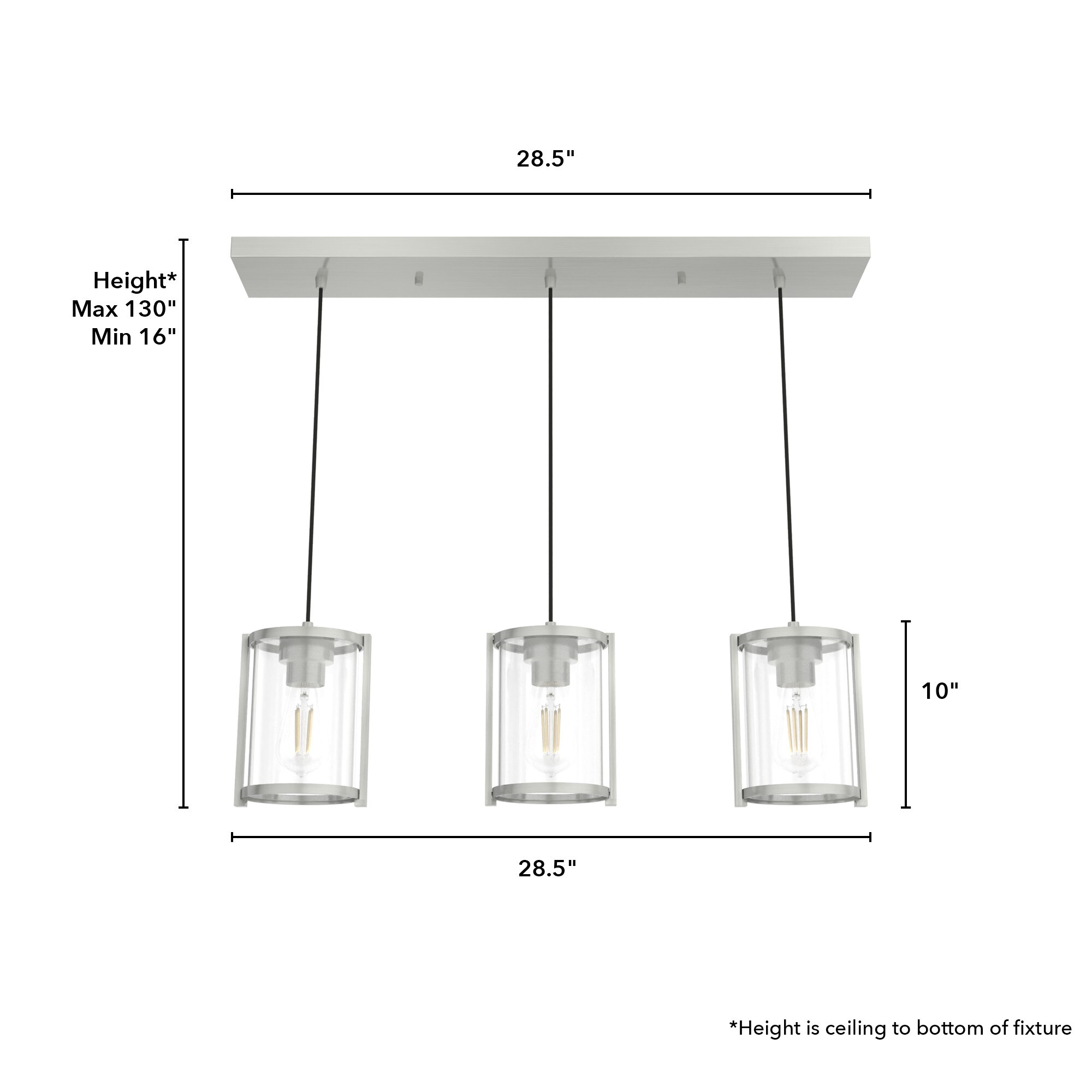 Hunter Astwood 3-Light Alturas Gold Modern/Contemporary Clear Glass Linear LED Large Hanging