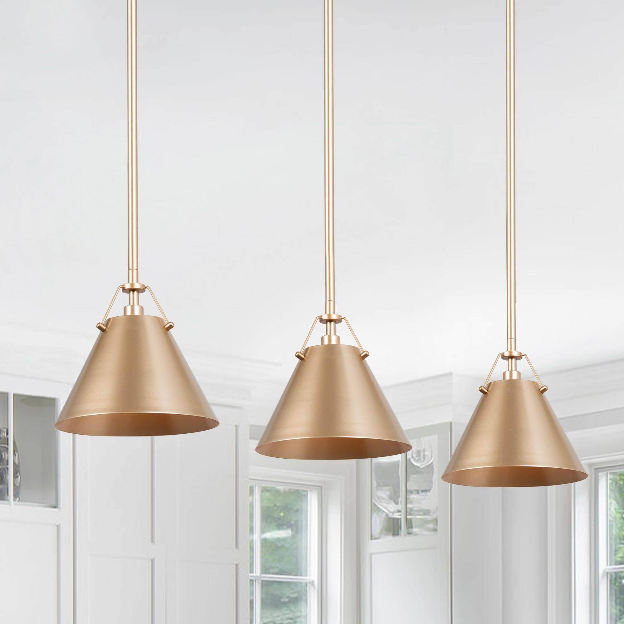 LNC 2EUYUNLWS402027 Darren 1 -Light 8-in Matte Gold Metal Shade Modern/contemporary Cone Mini Hanging Kitchen island light