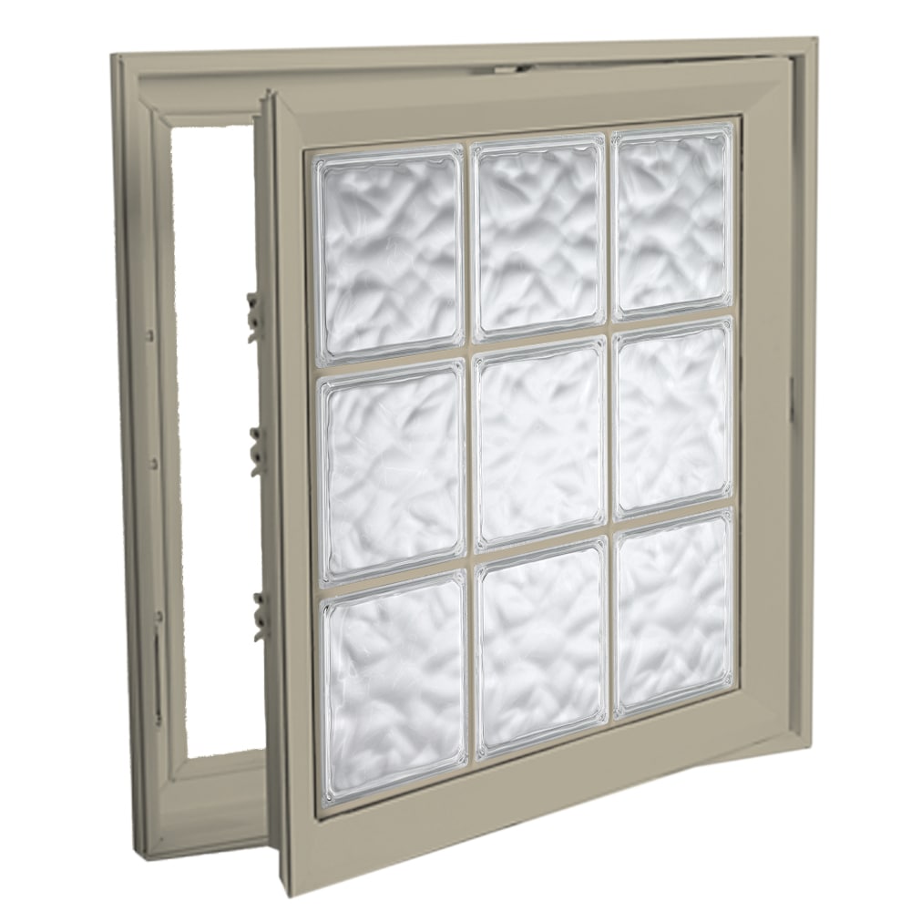Hy-Lite 8CSUS2121TNWRH Wave 21-1/2-in x 21-1/2-in x Tan Right-Handed Vinyl Casement Window Tempered Glass with Grids ( Full Screen Included )