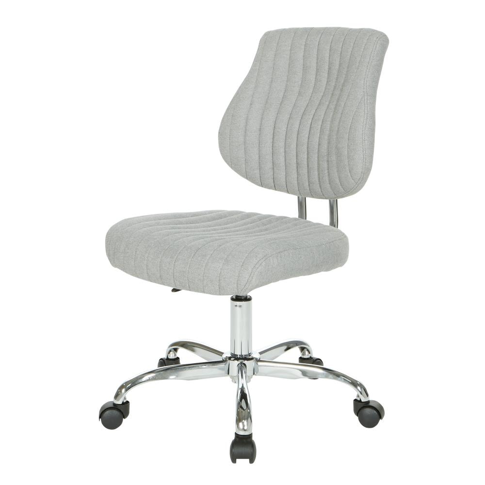 Fog Gray Ergonomic Armless Swivel Office Chair with Chrome Base