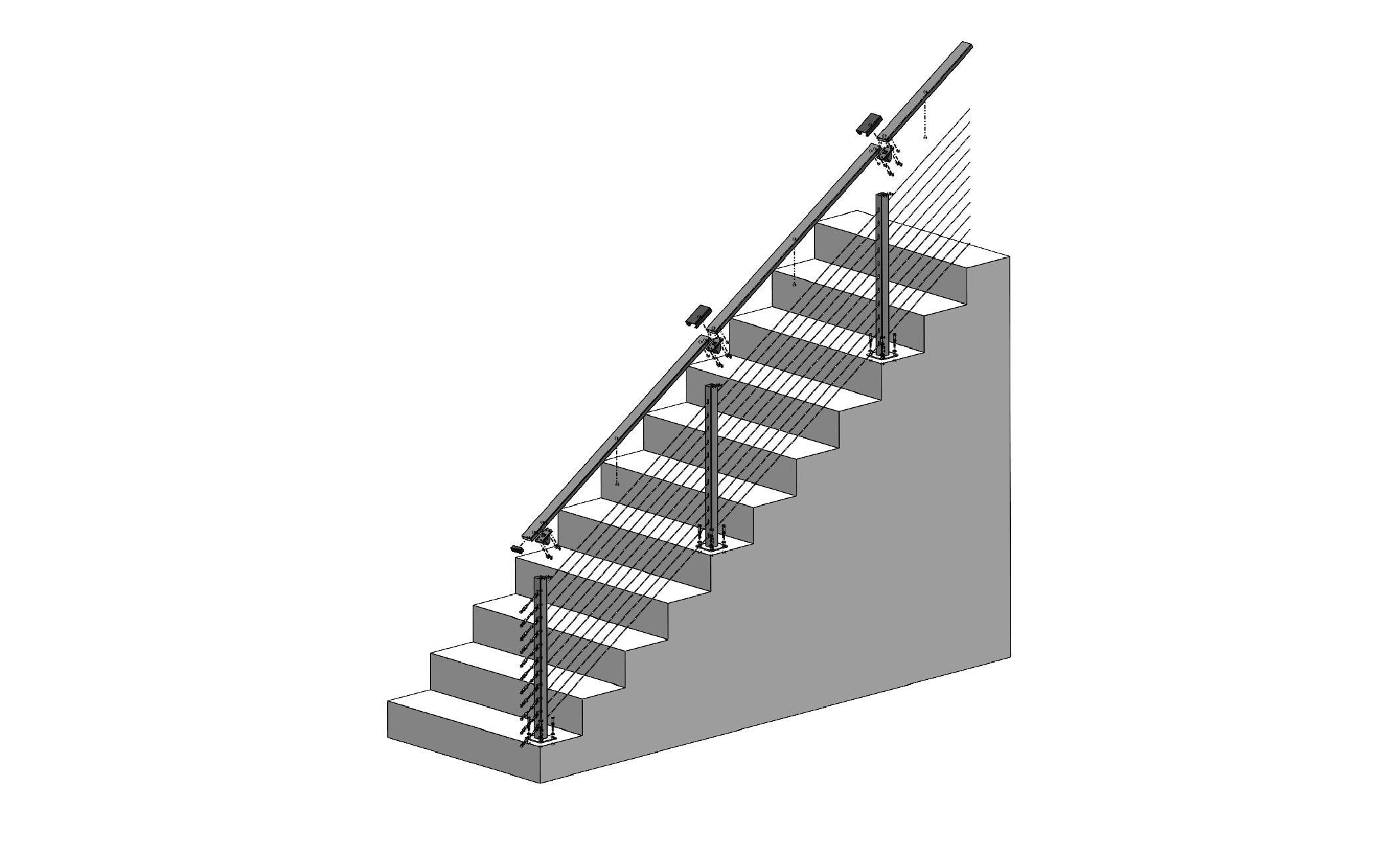 CityPost Stair Deck Mount 20-ft x 5in x 36-in Grey Steel Deck Cable ...