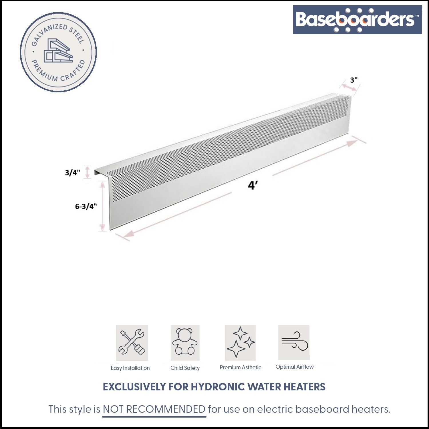 Baseboarders BC001-48-WHT Baseboard-Heater-Covers - View #2