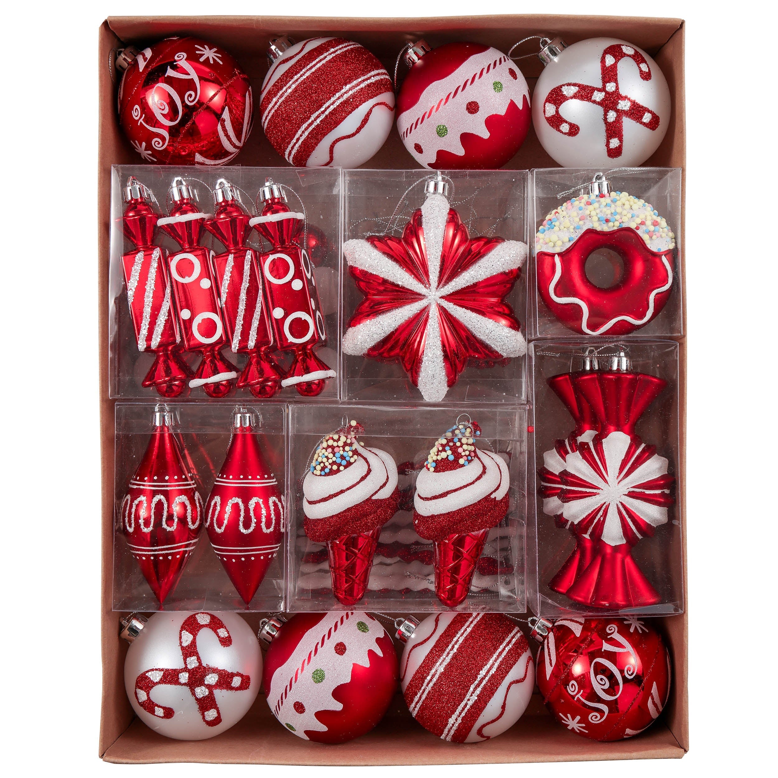 OrnamentallyYou B130 Sweets and Candy Theme Christmas Ornament Bundle Assorted 60 Bauble Candies Ice Cream and Donut