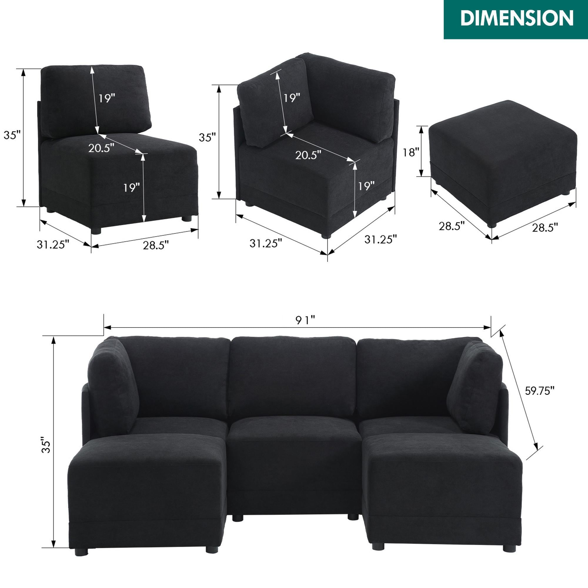 FARATI 7519-5-BLACK Sofas-Loveseats - View #3