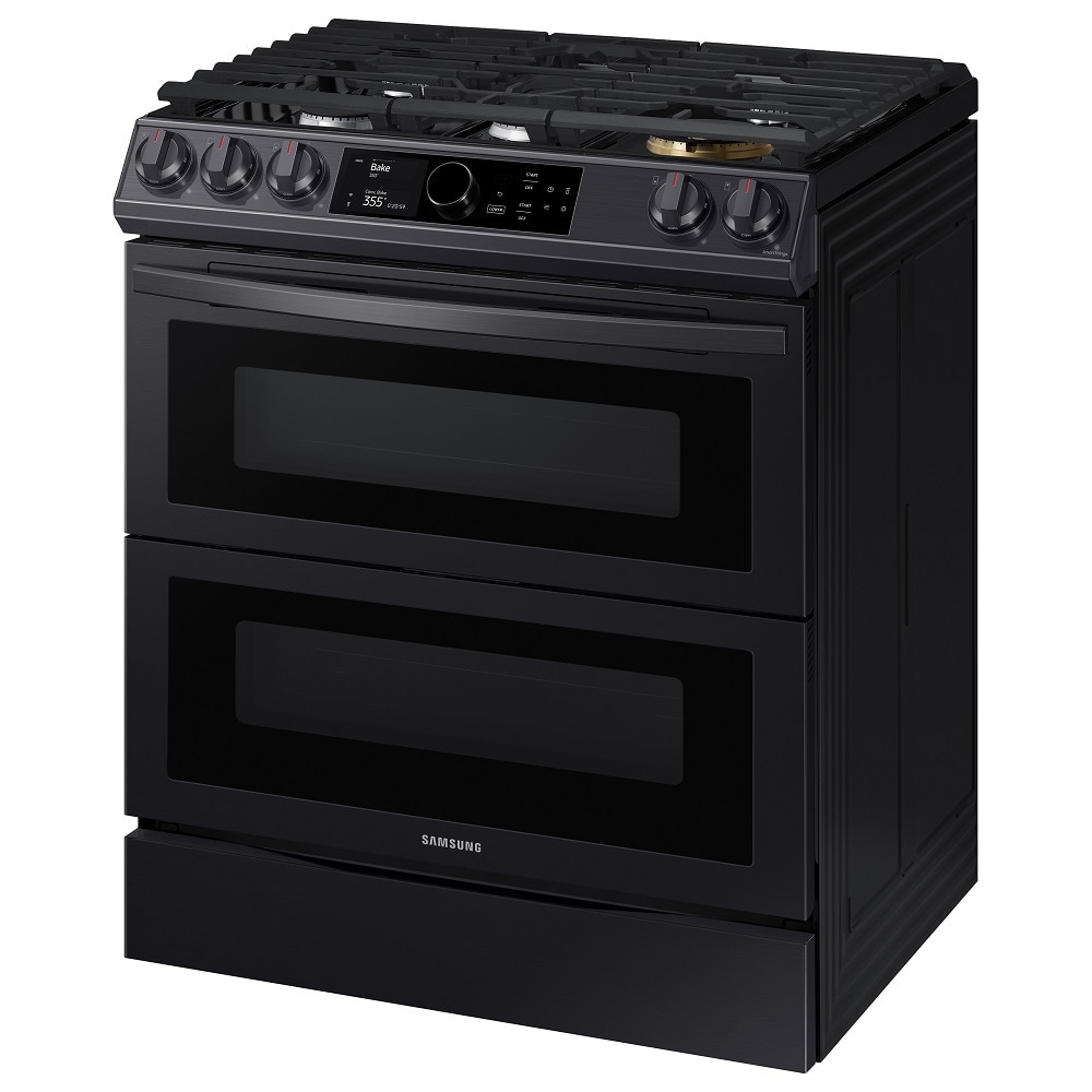 samsung double oven gas range black stainless steel