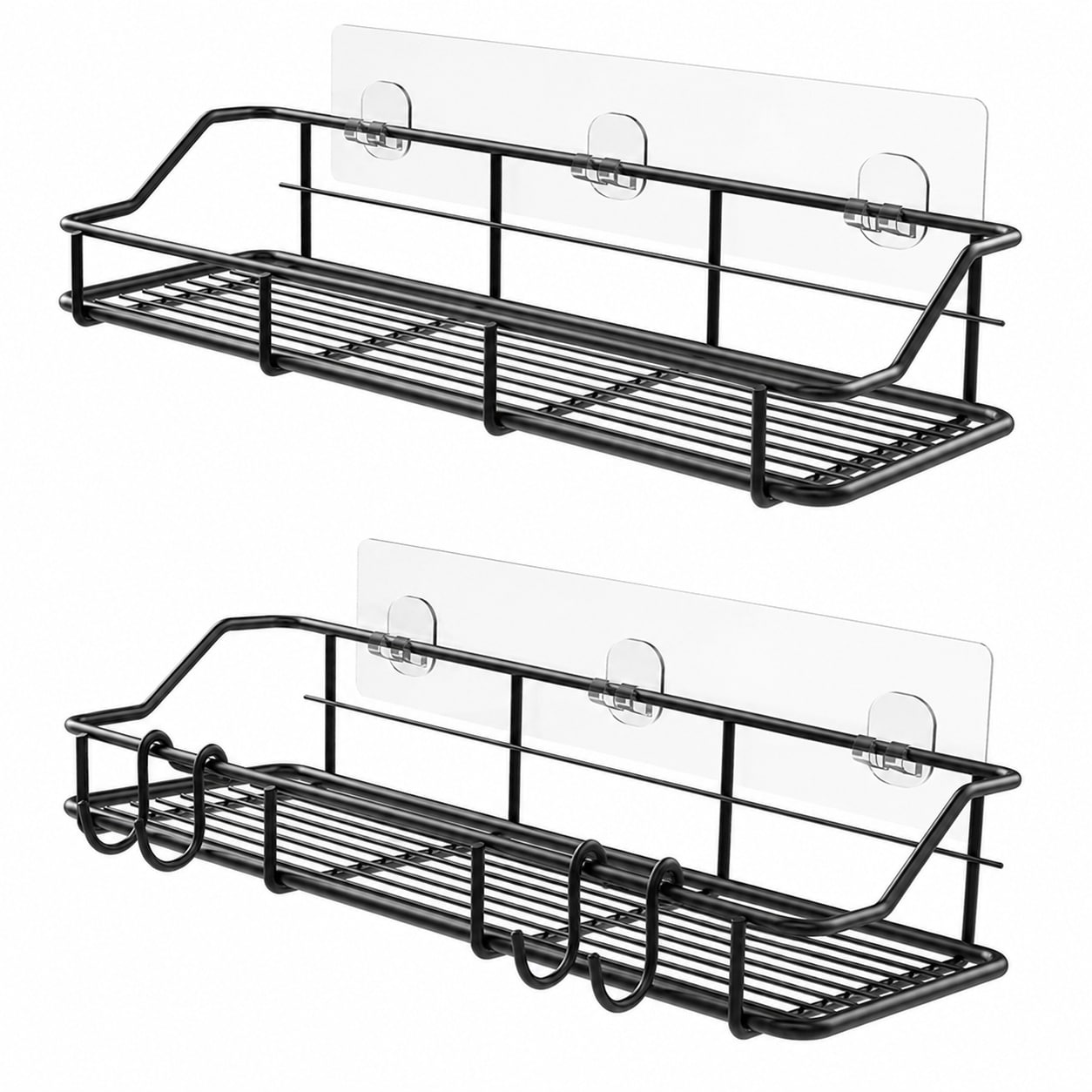 Paradigms Interiors SUS304 Stainless Steel Adhesive Shower Shelf Organizer With Hooks 2 Pack #514068539353