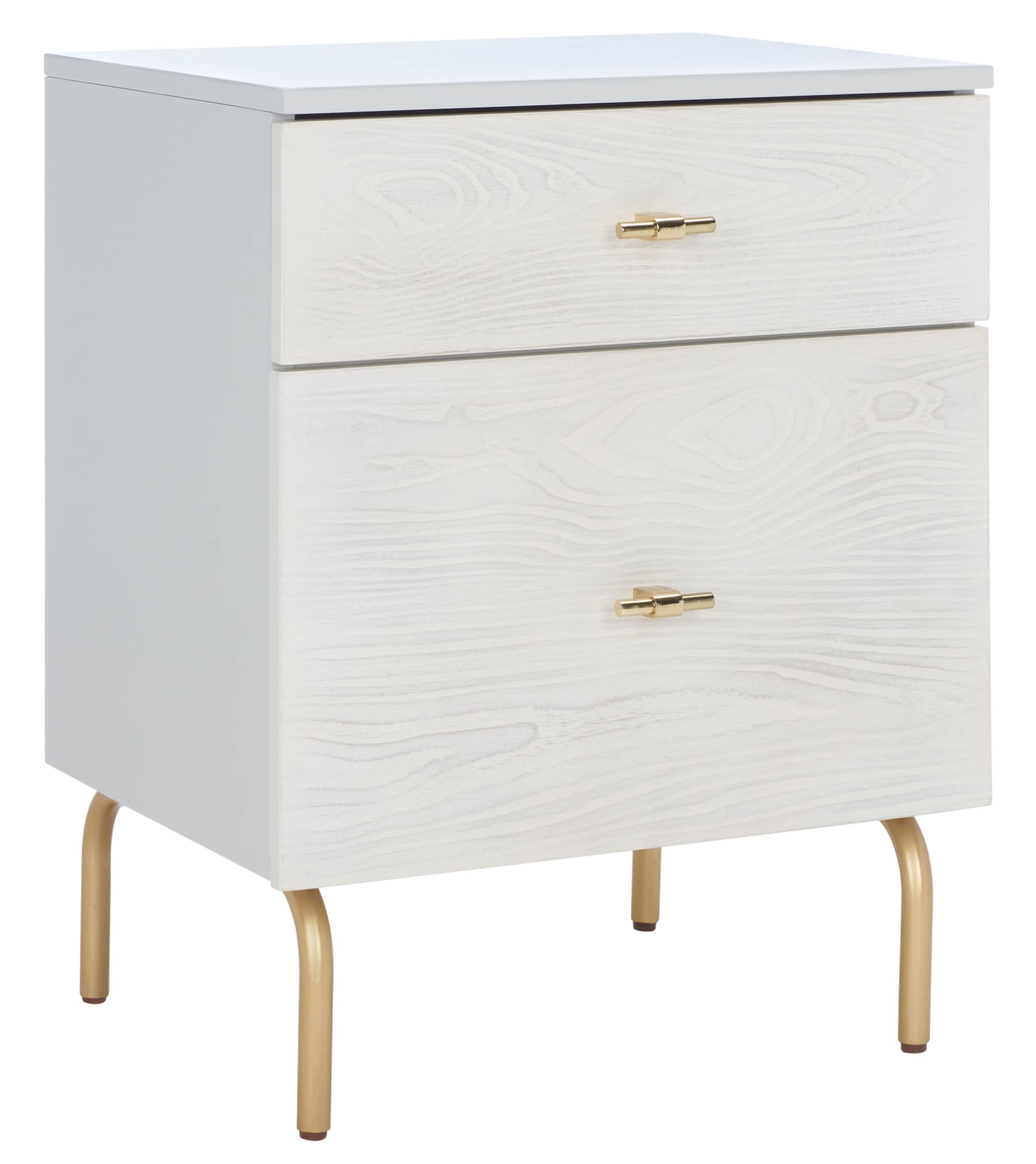 Genevieve Grey Mahogany 2-Drawer Nightstand with Gold Trim