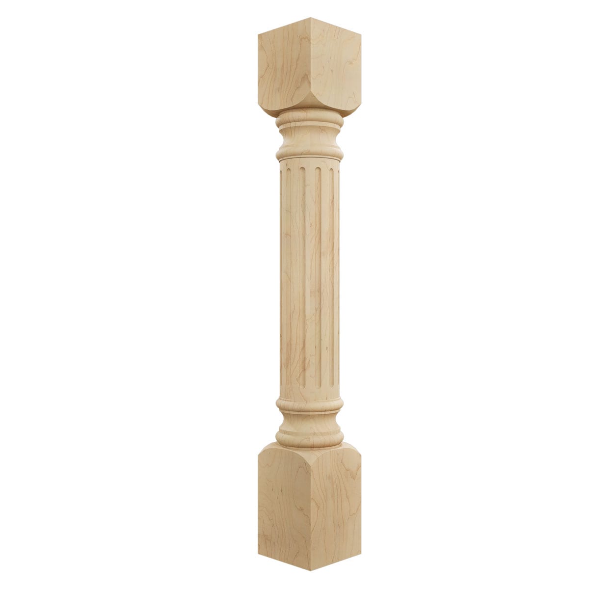 Ekena Millwork COL05X05X35RIMA Richmond Fluted Cabinet Column 3-ft x 5-in Unfinished Maple Wood Fluted Square Column