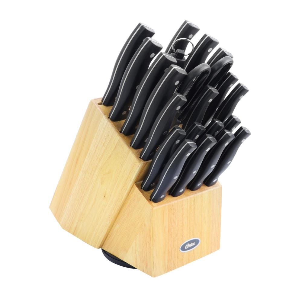 Oster Granger 14 Piece Stainless Steel Cutlery Set with Black Handles and  Wooden Block - Ergonomic Handles, Full Tang in the Cutlery department at