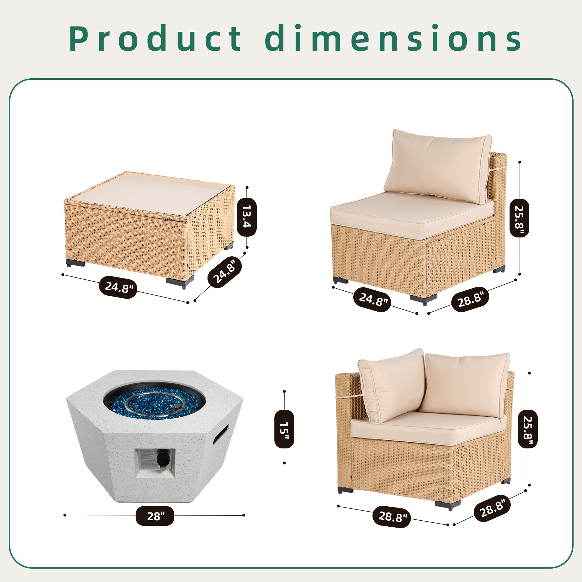 UPHA TBBE-AB28SMB-BEIGE Patio-Conversation-Sets - View #8