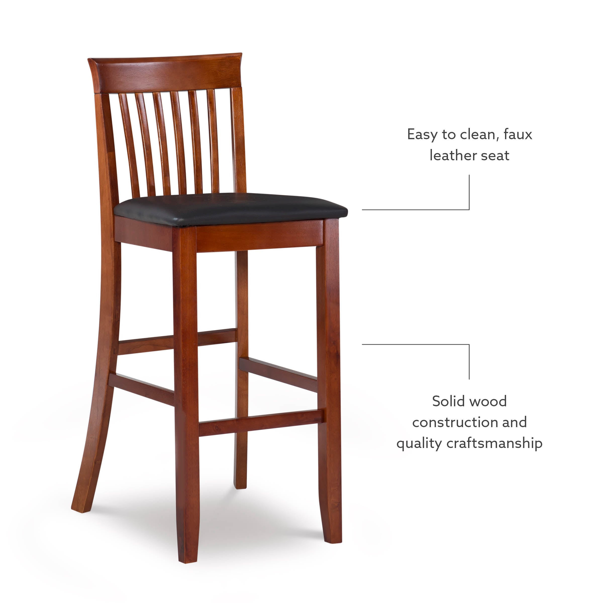 Classic Dark Cherry & Black Faux Leather 31" Craftsman Barstool