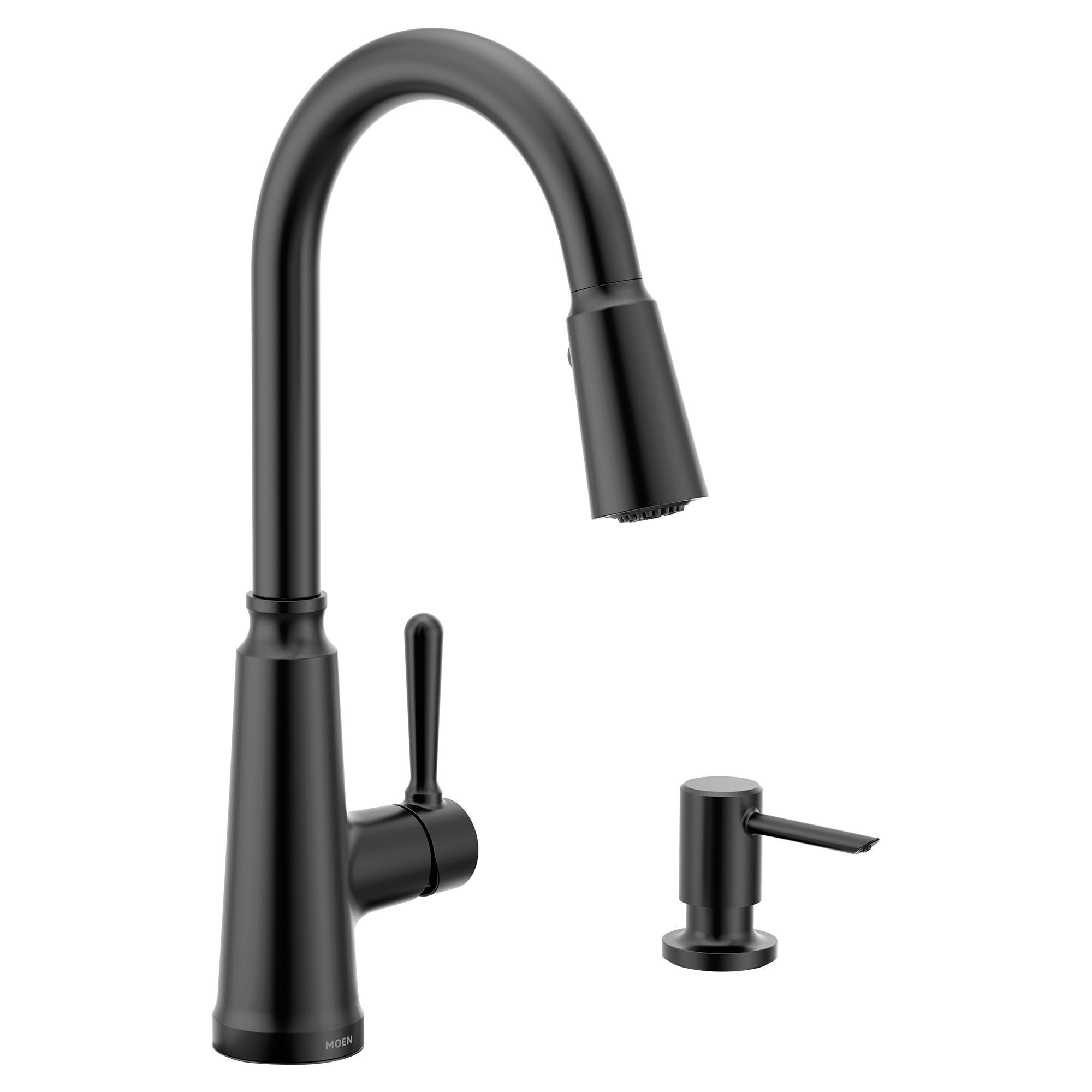 Moen 87653BL Trew Matte Black Single Handle Deck-mount Pull-down Kitchen Faucet with Sprayer ( Deck Plate Included )