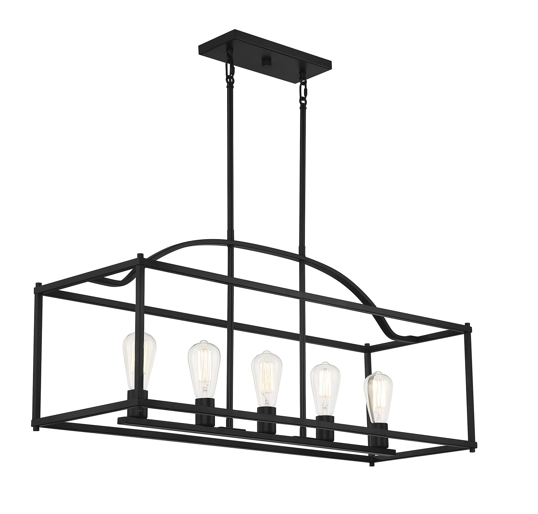 Palladian Matte Black 5-Light Linear Cage Chandelier