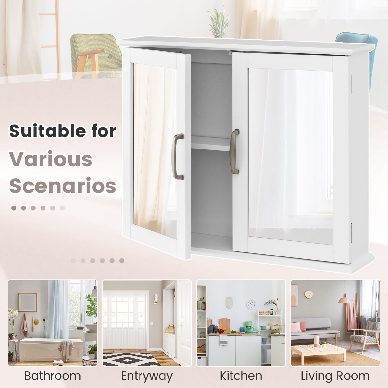 WELLFOR UTS-10668WH Bathroom-Wall-Cabinets - View #4