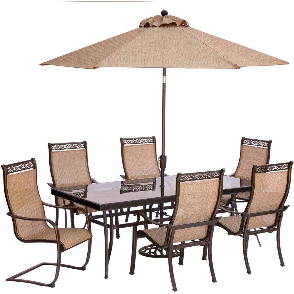 Hanover MONDN7PCSP2G-SU Monaco 9-Piece Bronze Patio Dining Set with Tan