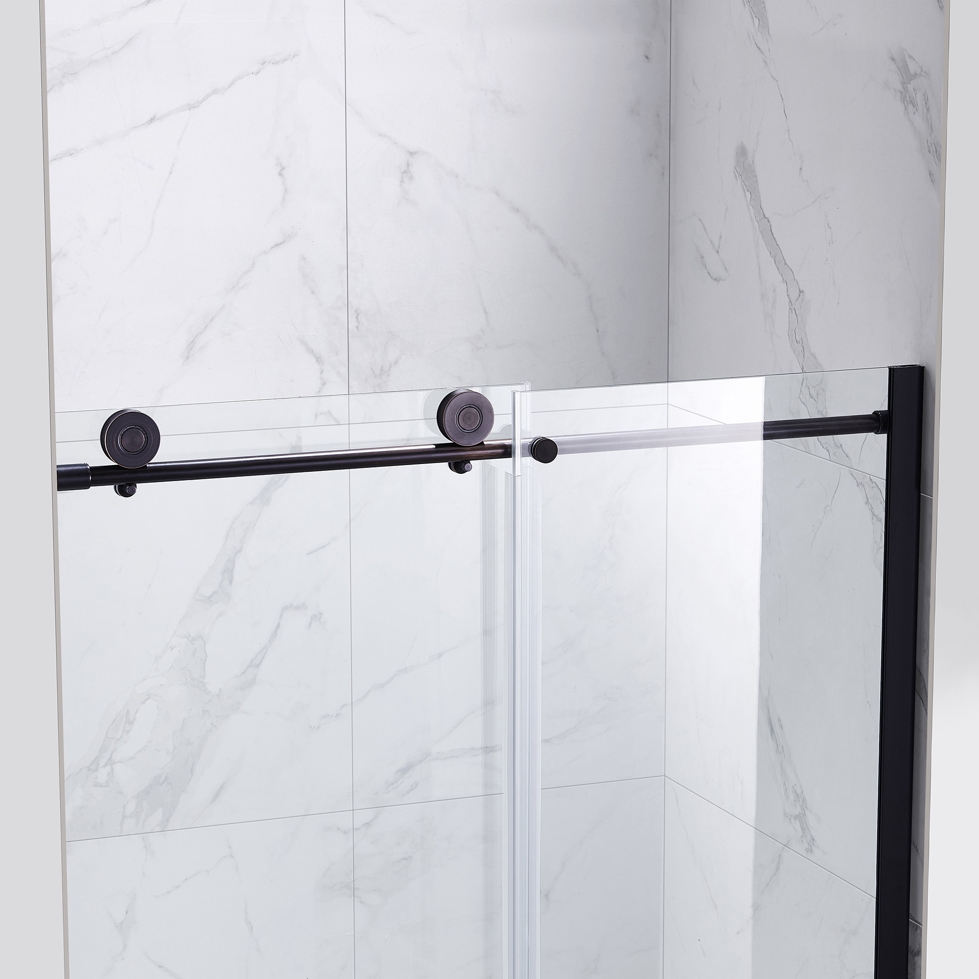OVE Decors Canberra Oil-Rubbed Bronze 46-in to 48-in x 78.75-in Frameless  Sliding Soft Close Shower Door in the Shower Doors department at