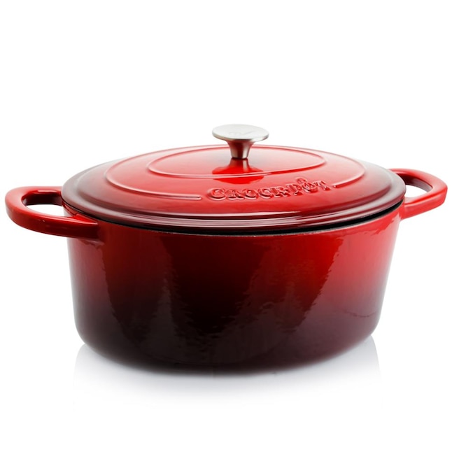 Crock-Pot Crock Pot Artisan 7 Quart Oval Enameled Cast Iron Dutch Oven in  Scarlet Red in the Cooking Pots department at