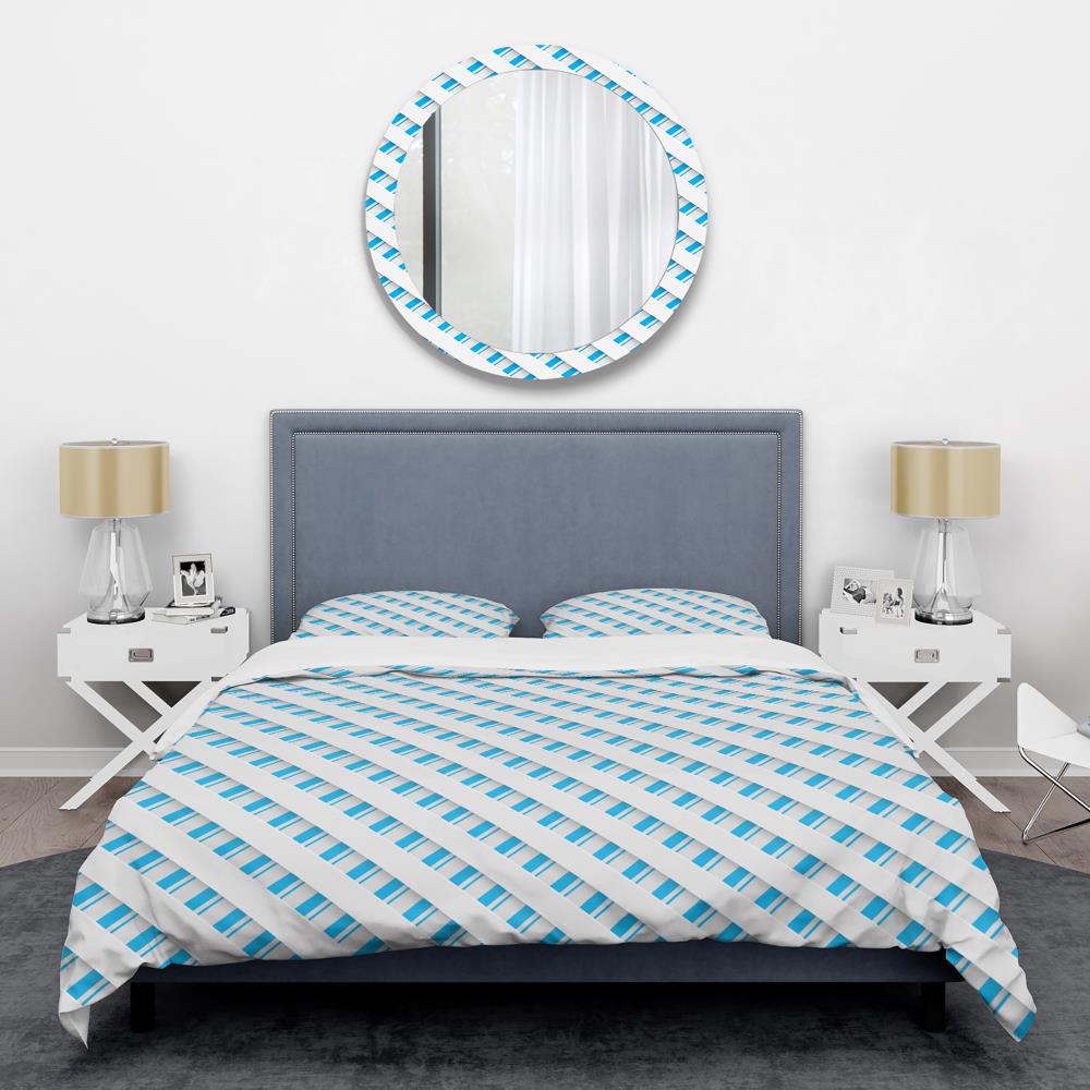 Designart BED24106-Q 3 -Piece Blue Queen Duvet cover Set