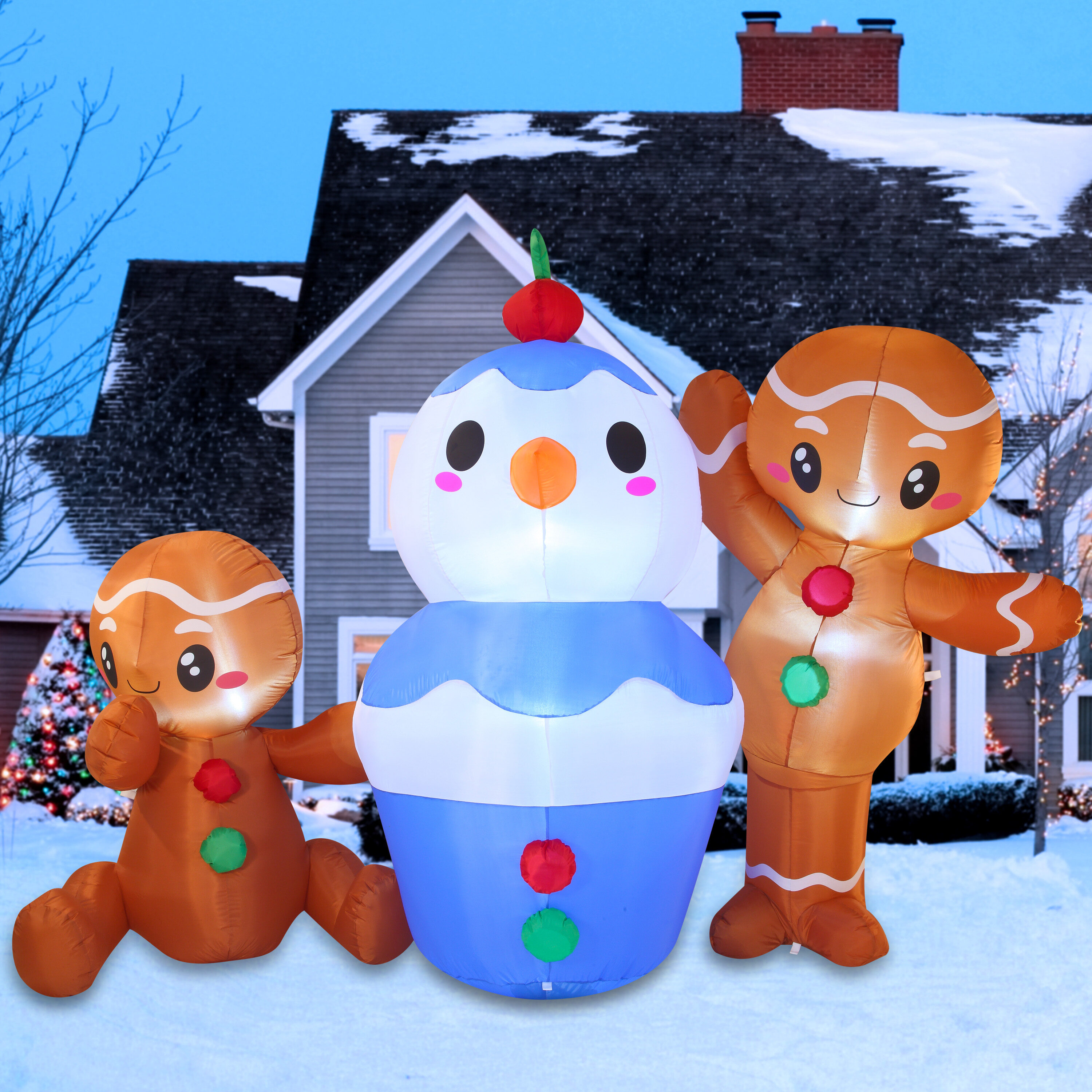 Joiedomi 6-ft Lighted Gingerbread Christmas Inflatable At Lowes.com