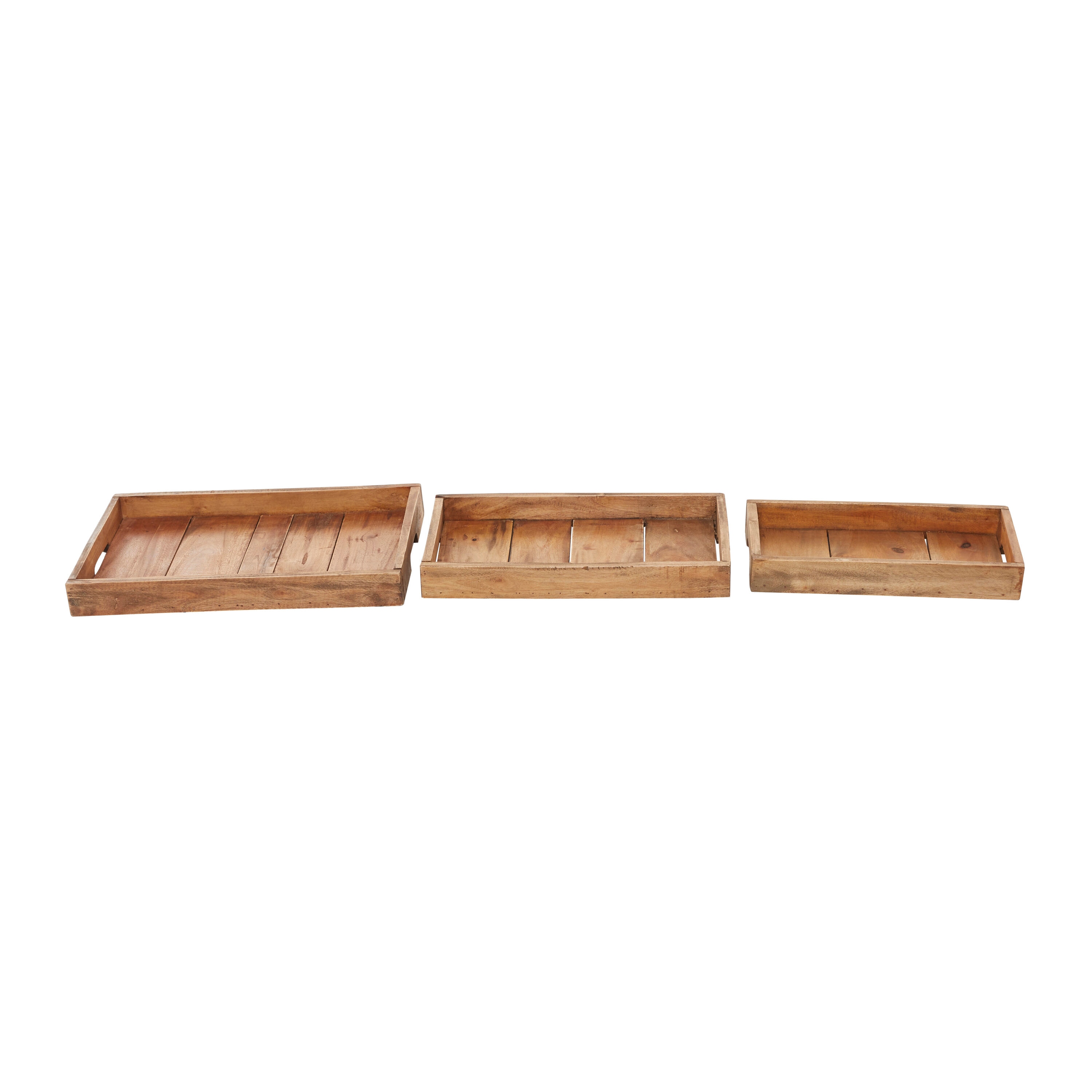 Grayson Lane 45263 3-Pack Brown Wood Industrial Decorative Tray