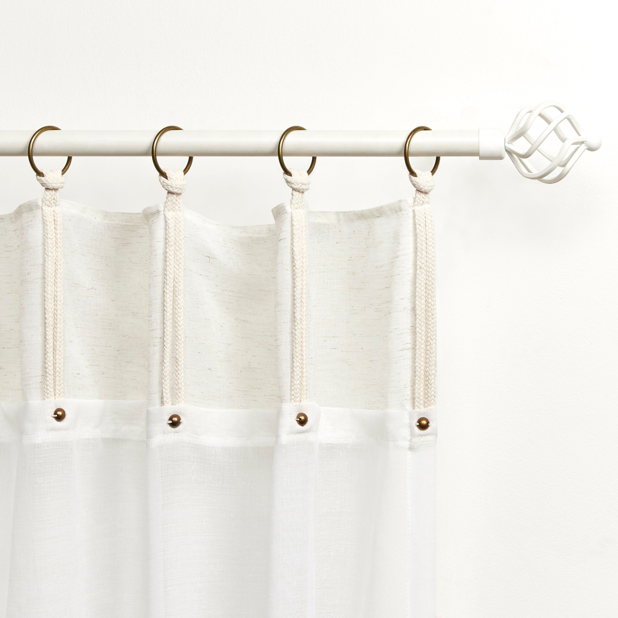 Natural Sheer Tab Top Linen and Polyester Kitchen Window Panels