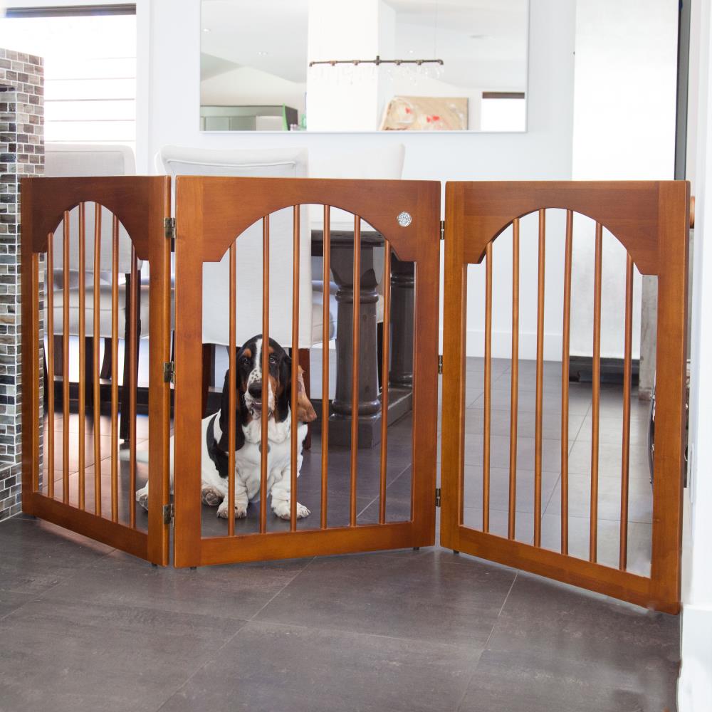 Majestic Pet Products Freestanding Expandable Brown Wood Pet Gate