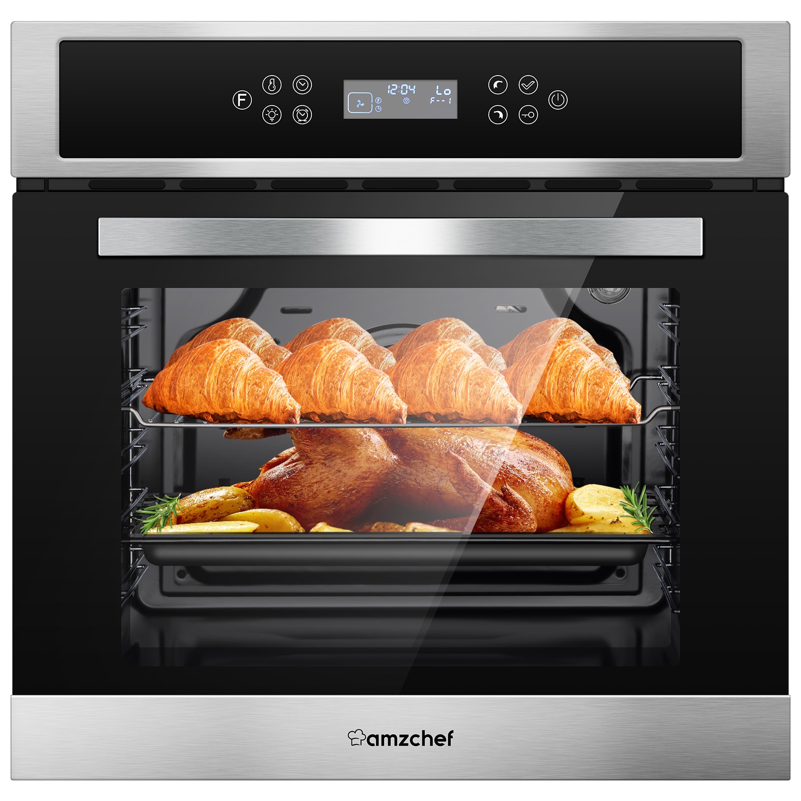 amzchef UL-AT70LS10S04 24 inch Single Electric Wall Oven Single-fan and ( black )
