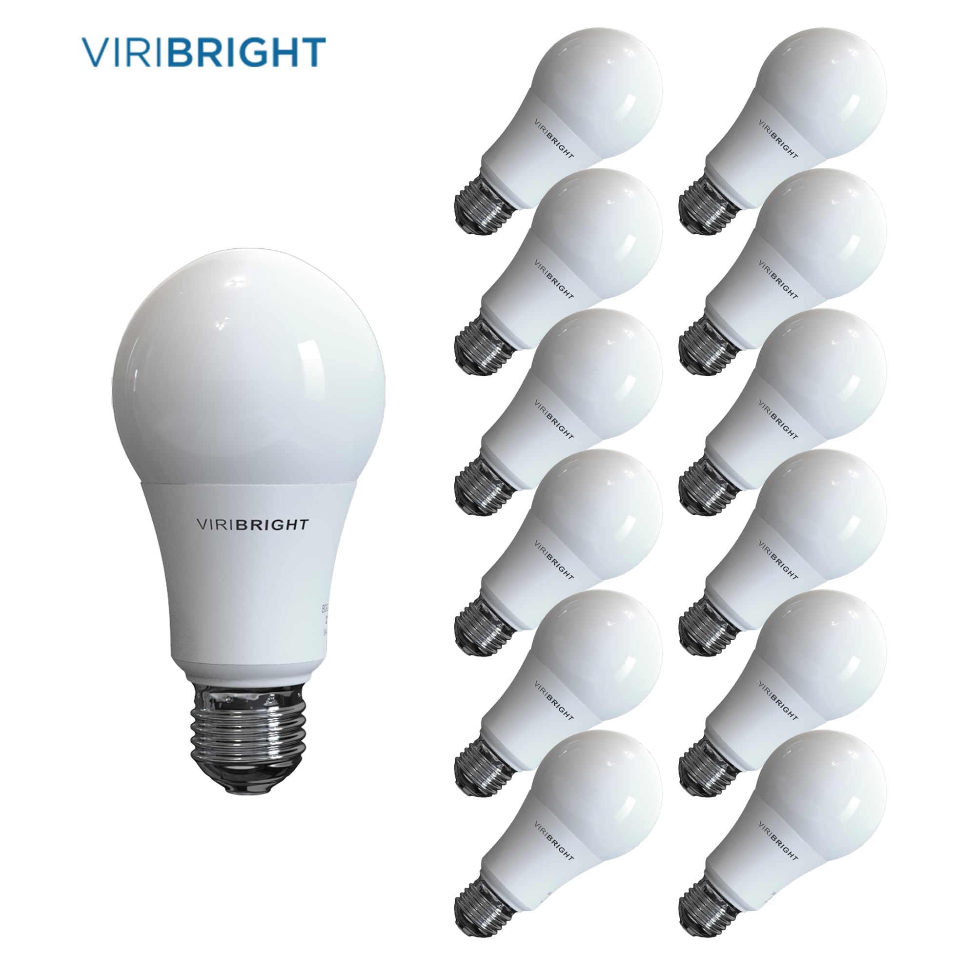 Viribright 640339 60-Watt Equivalent Cool White (4000K) A19 E26 Base LED Light Bulbs (12-Pack)