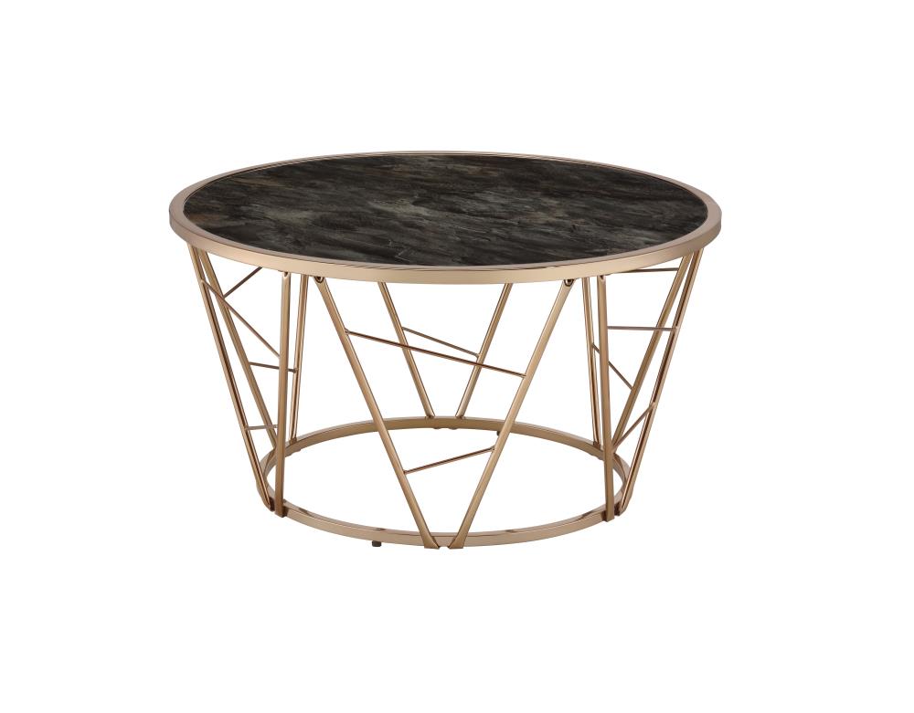 Blue & Gold Finish Acme Furniture Aviena Accent Table 
