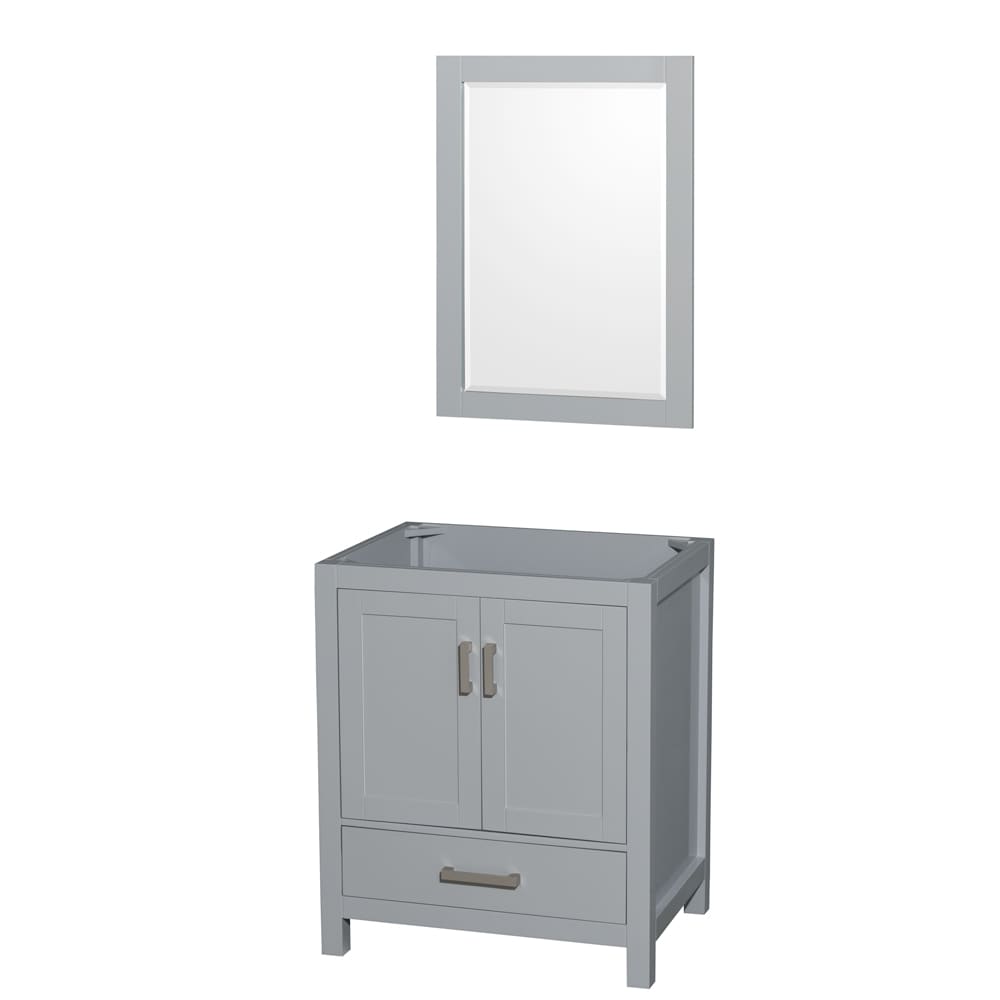 Wyndham Collection WCS141430SGYCXSXXM24 Sheffield 30-in Gray with Brushed Chrome Trim Bathroom Vanity Base Cabinet without Top (Mirror Included)